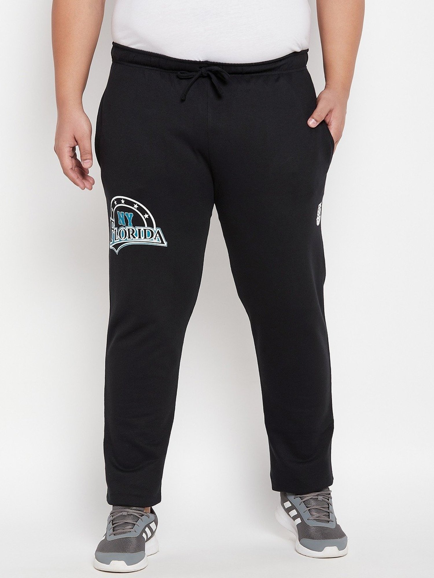 Bigbanana Black Cotton Regular Fit Printed Trackpants