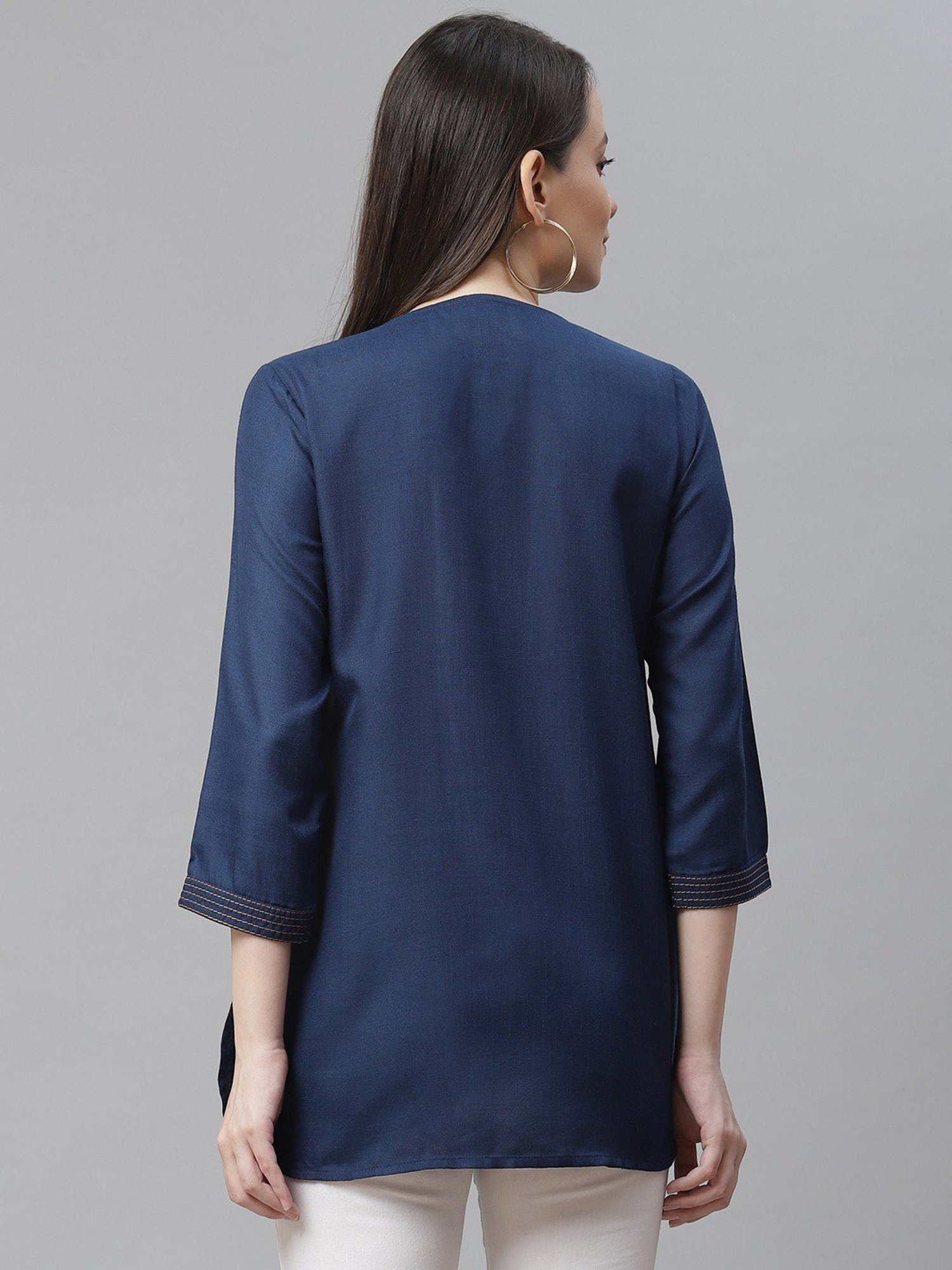 Cottinfab Navy Regular Fit Cotton Tunic