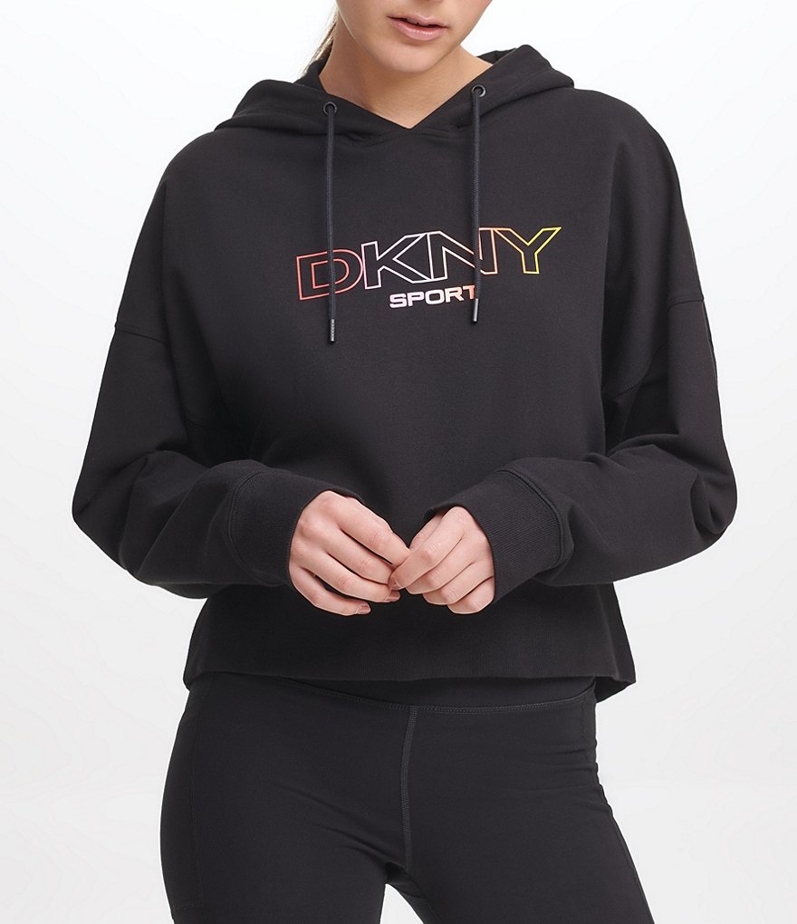 DKNY Sport Ombre Logo Cropped Coordinating Hoodie