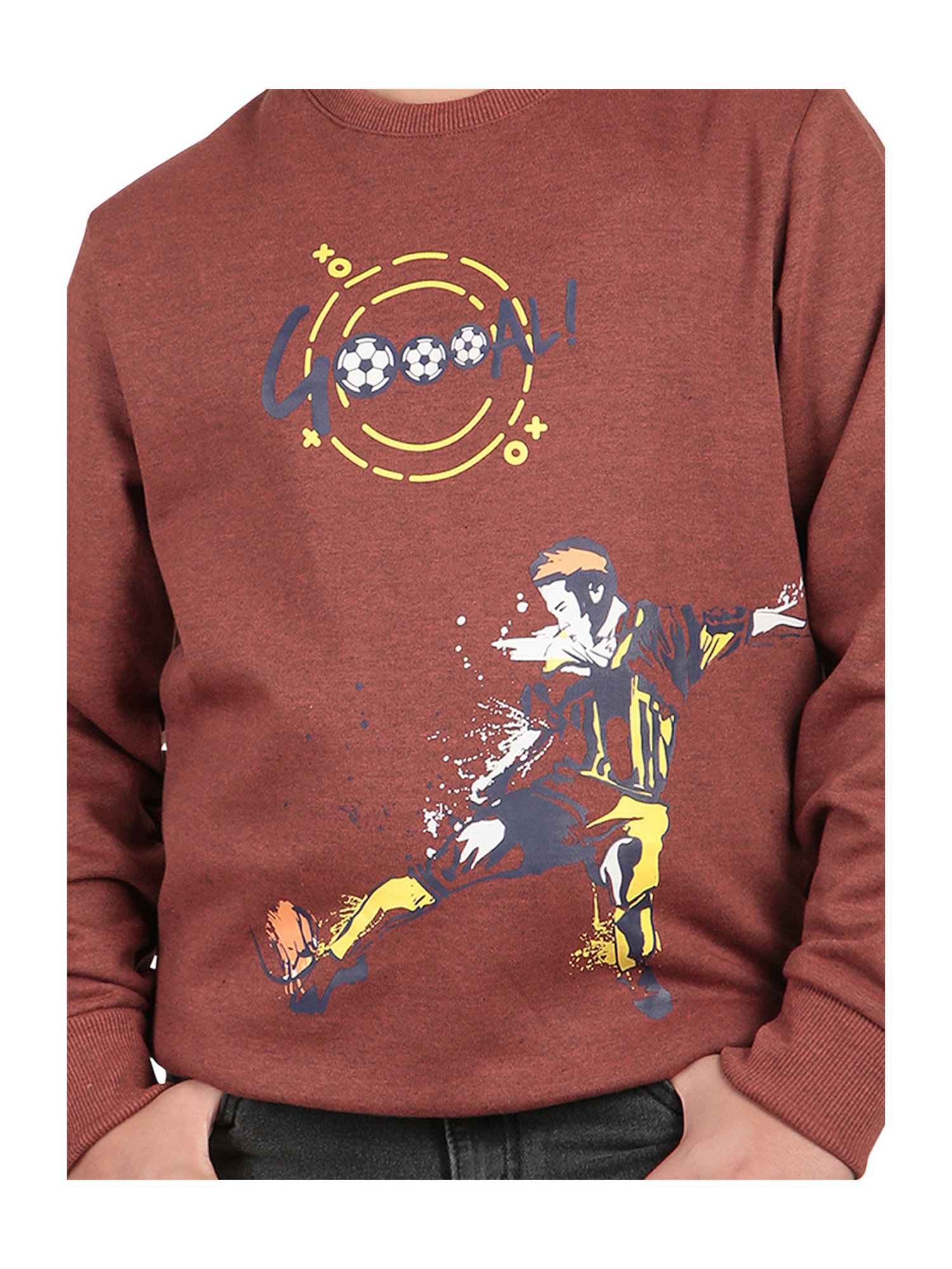Bodycare Kids Brown Printed Full Sleeves Sweatshirt