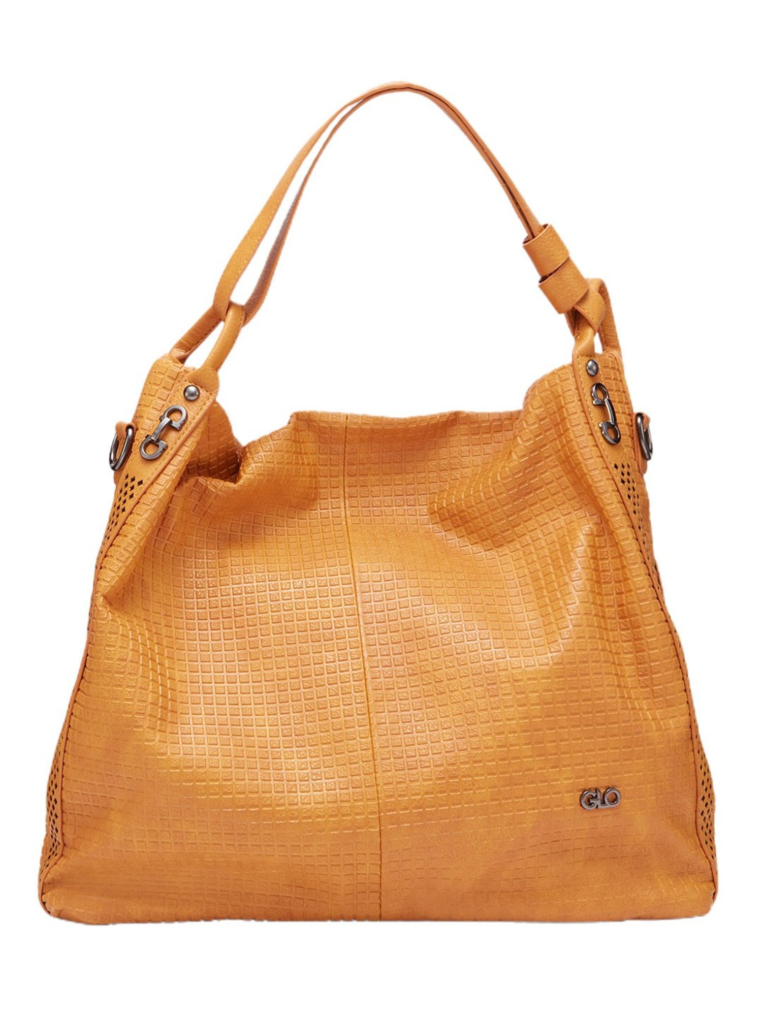 Globus Women Mustard Textured Vegan Leather Hobo Bag