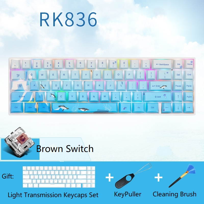 RK71 Mechanical Keyboard RGB Backlit 71 Keys Small Compact Gaming Keyboard, PBT Keycaps Wired/Wireless Bluetooth Mini Keyboard for iOS Android Windows PC and MacOS, Blue Switch( Cherry Blossom)