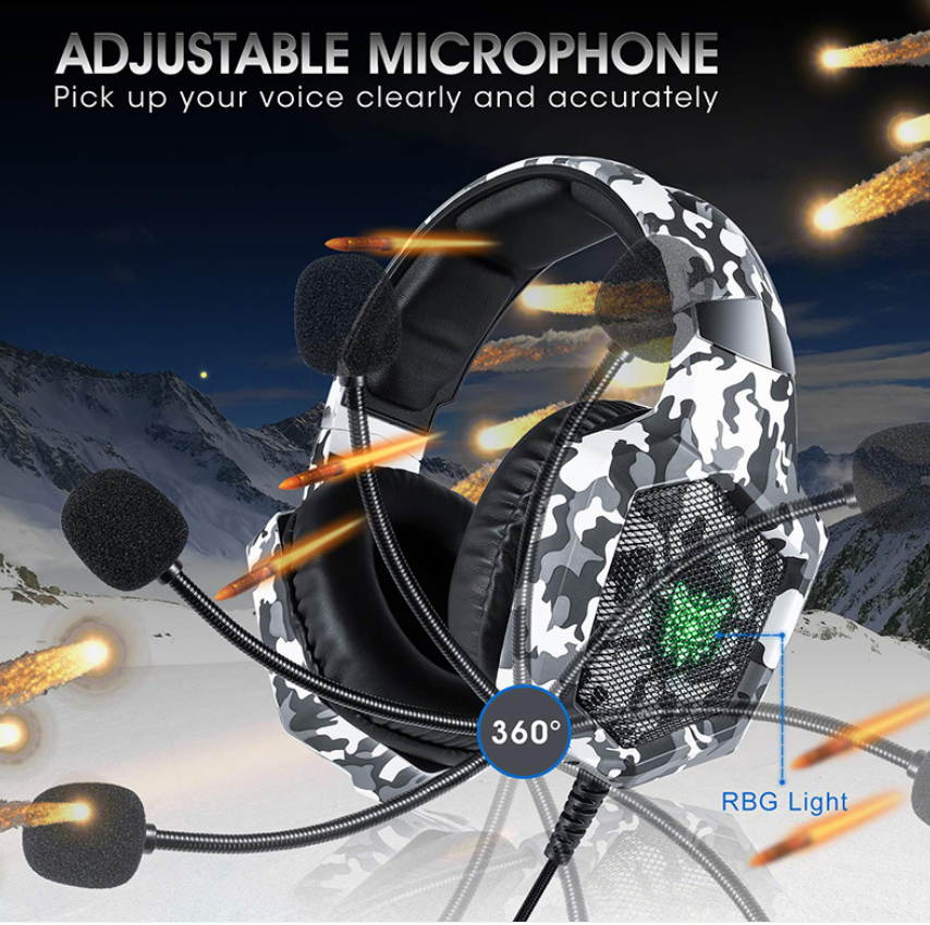 K8 head-mounted camouflage gaming headset luminous student computer PS4 headset color change brightness headphones speakers