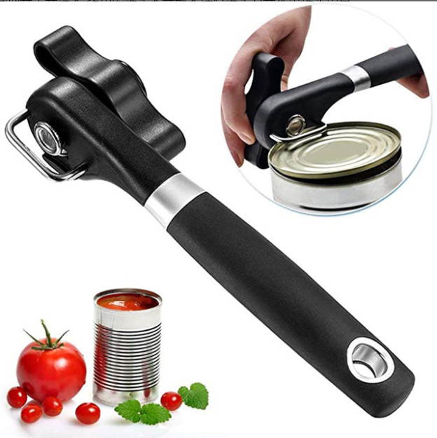 Safe cutting can opener, smooth edge can opener-hand-held can opener, manual can opener, ergonomic smooth edge, food grade stainless steel cutting can opener, suitable for kitchen and dining room