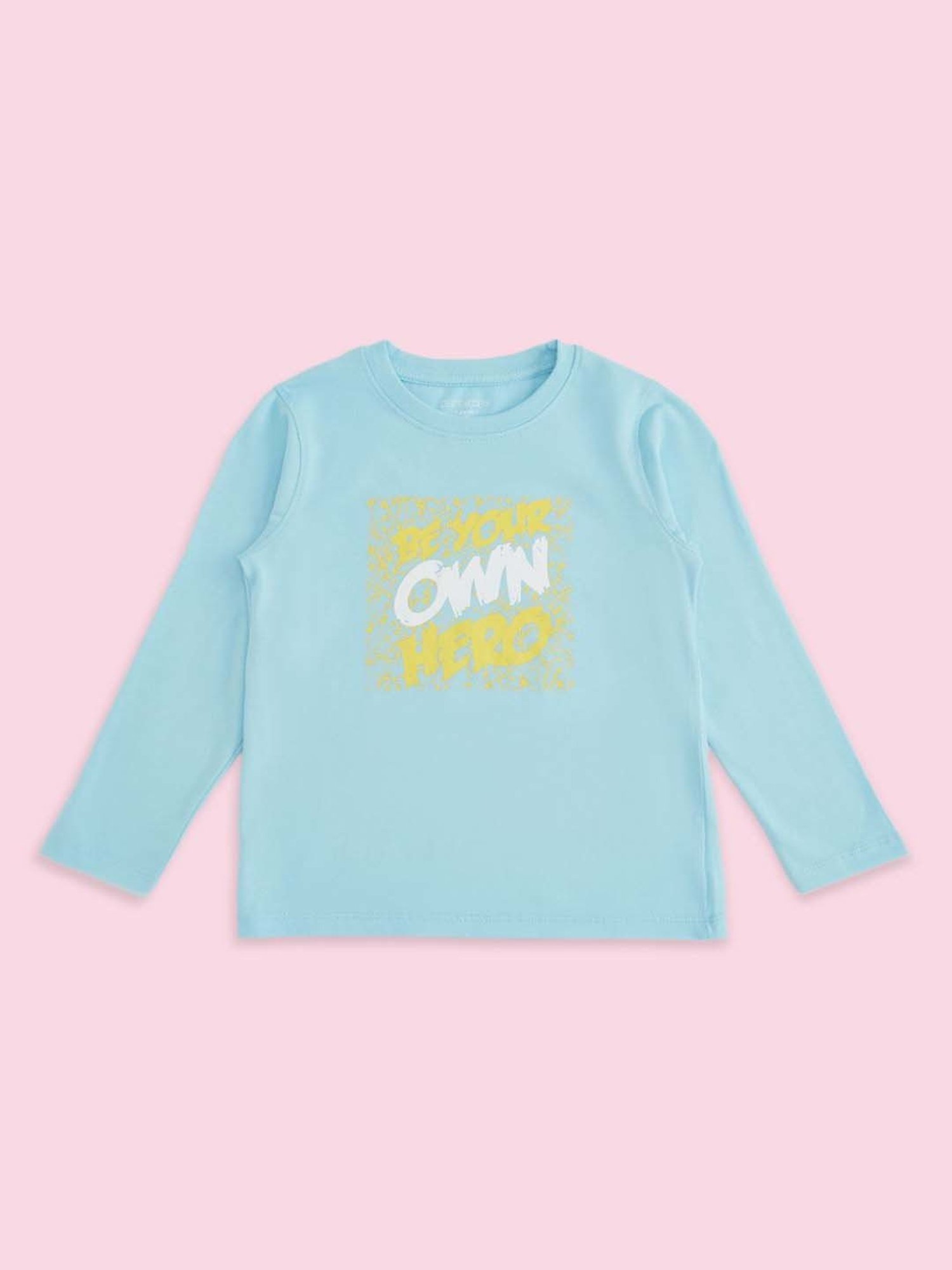 Pantaloons Baby Kids Yellow & Blue Cotton Printed Full Sleeves T-Shirt