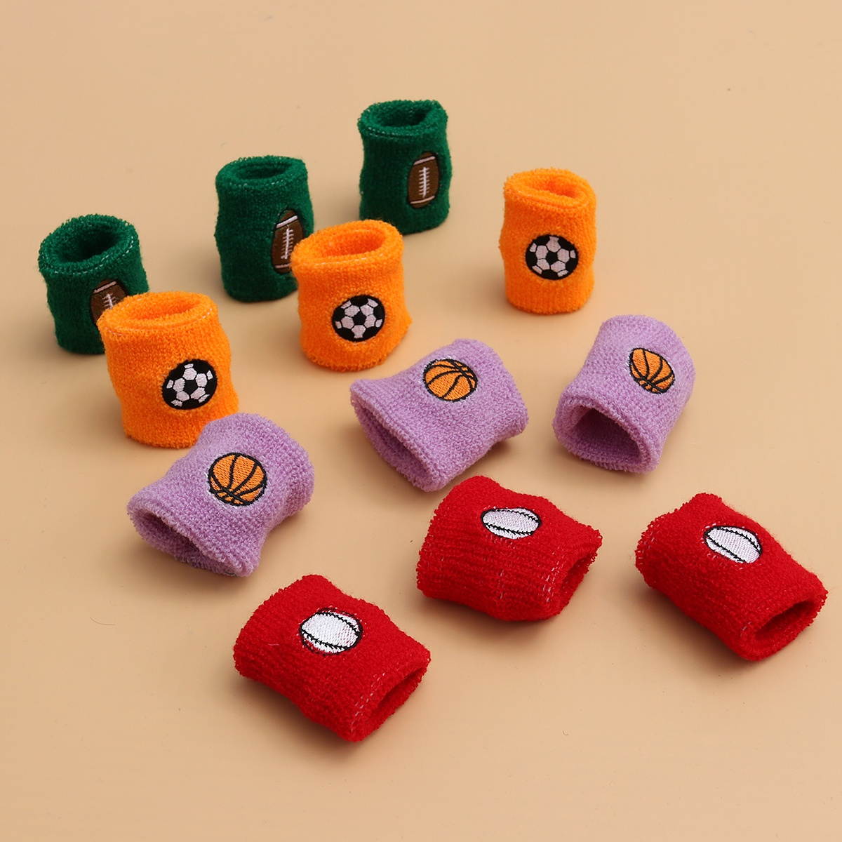 12PC Sports Wristband Sweaty Towel Running Basketball Wrist Guard Stretchy Sponge Bands for Kids (Random Color)