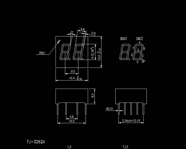 5pcs 0.36 inch 2 Digit 8 Segment Red LED Display Common Cathode 10 Pin
