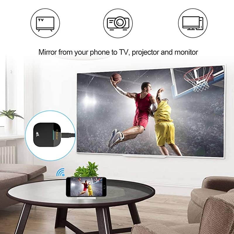 4K WiFi Display Dongle, Wireless HDMI Display Adapter, Dual-Band 5G WiFi Wireless Display Receiver, Fit for Phone Pad Laptop Android Miracast Dongle for HD TV, Projector, Monitor