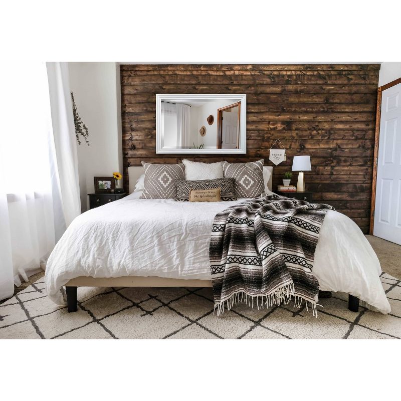 24" X 36" Meadow Framed Beveled Glass Wall Mirror Whitewash - Alpine Art & Mirror