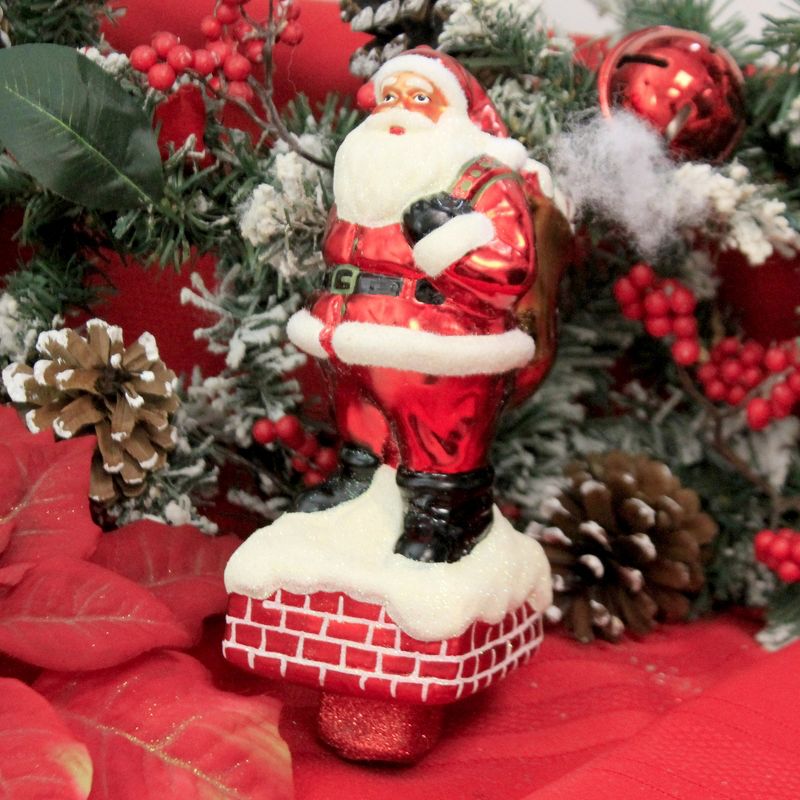 Tree Topper Finial 8.0" Santa Tree Topper. Chimney Presents Delivery  -  Tree Toppers