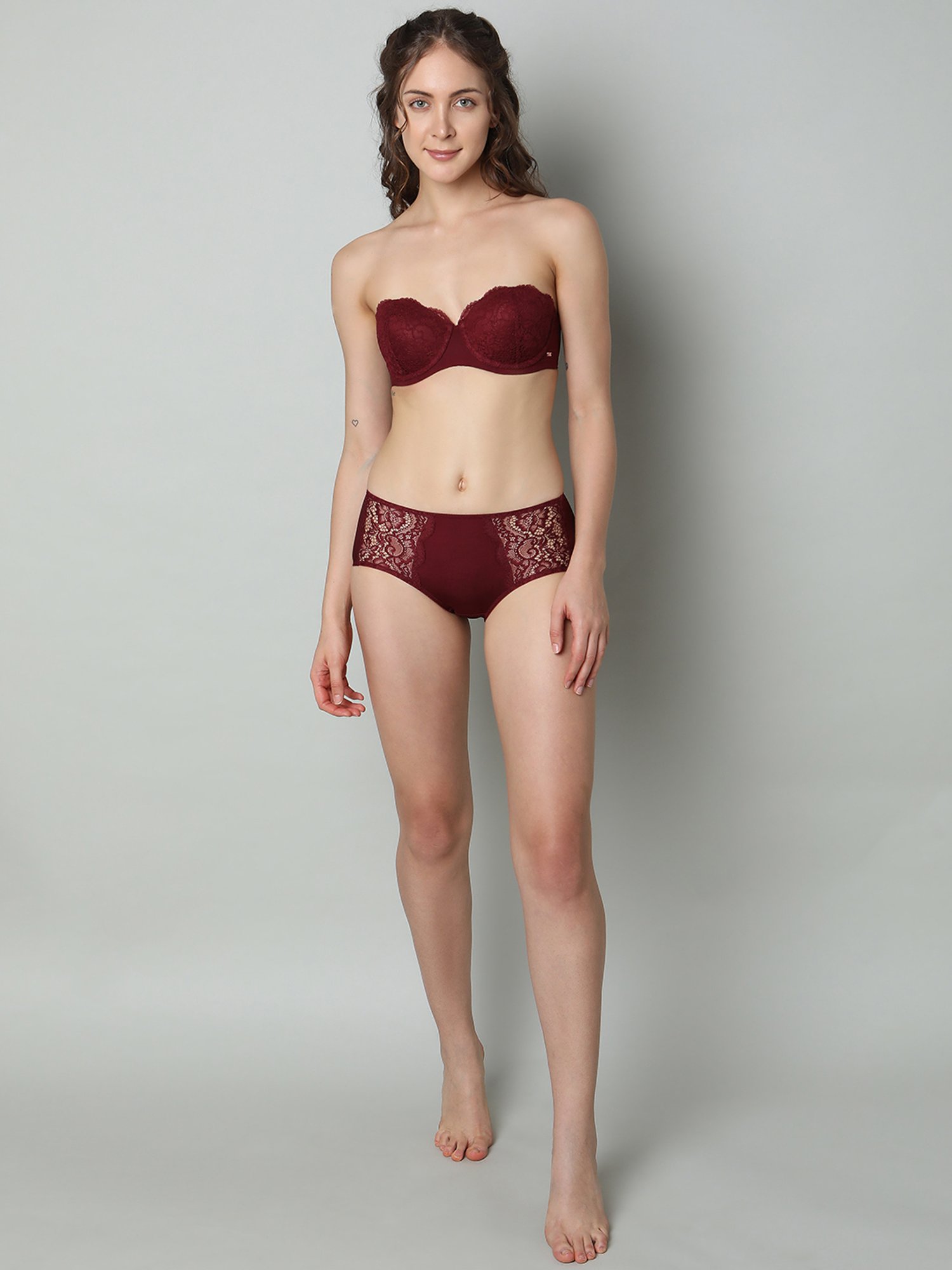 Vero Moda Intimates Maroon Lace Half Coverage Bra