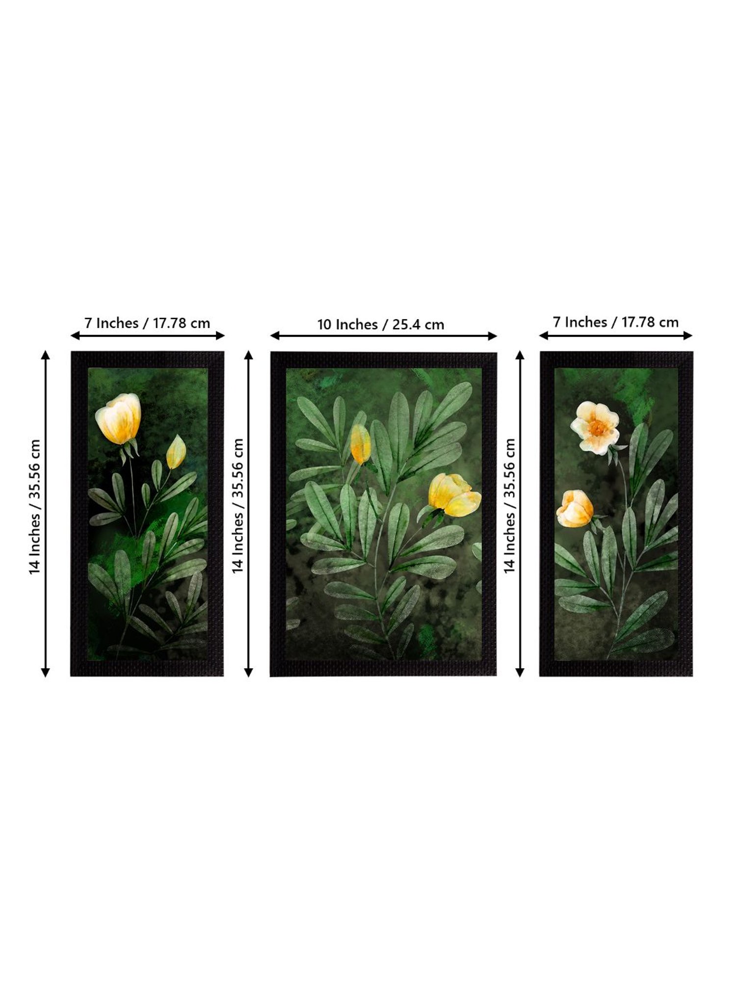 eCraftIndia Set of 3 Botanical and Floral Satin Matt Textured UV Art Painting