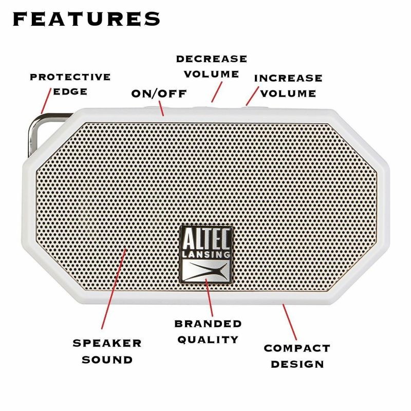 New Altec Lansing IMW257-CG Mini H2O Wireless Bluetooth Waterproof Speaker Gray