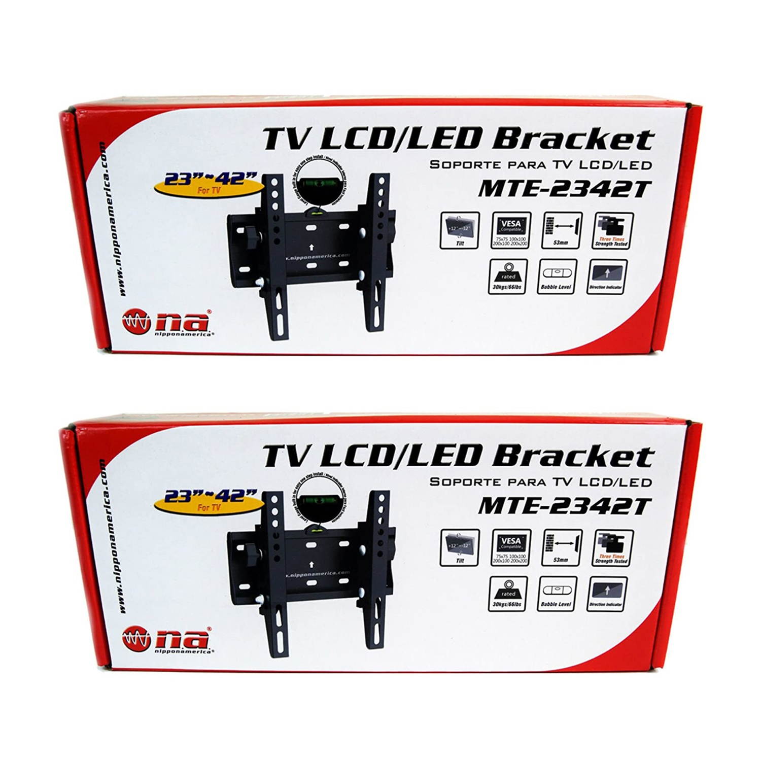 Nippon America Fixed Flat Screen Panel Television Bracket Wall Mount (2 Pack)