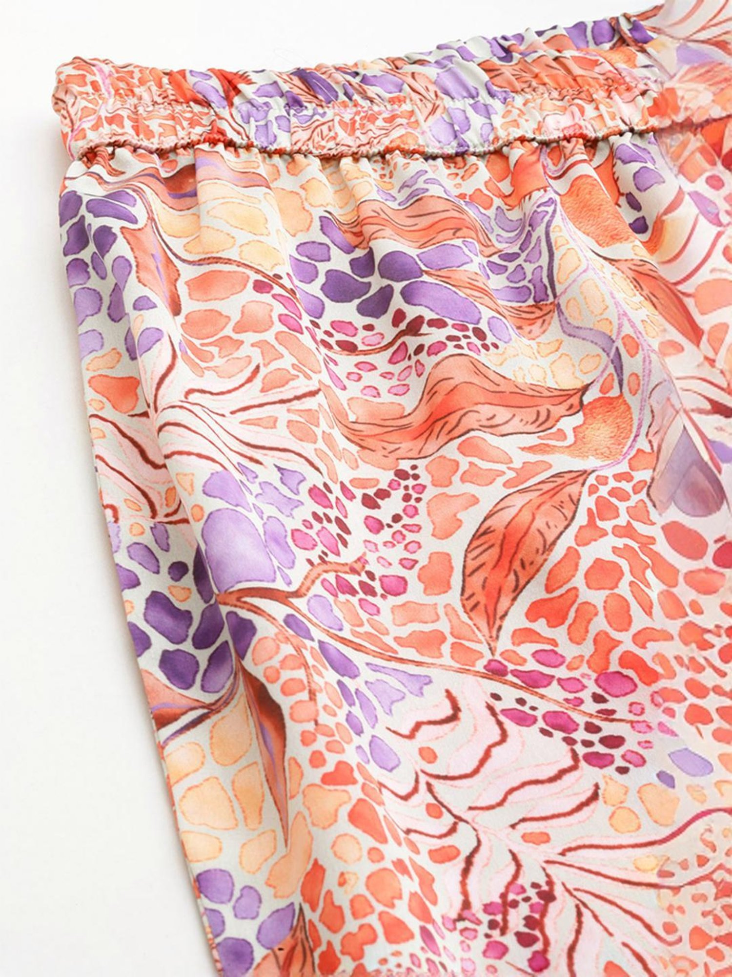 Varanga Beige Floral Print Top Pant Set