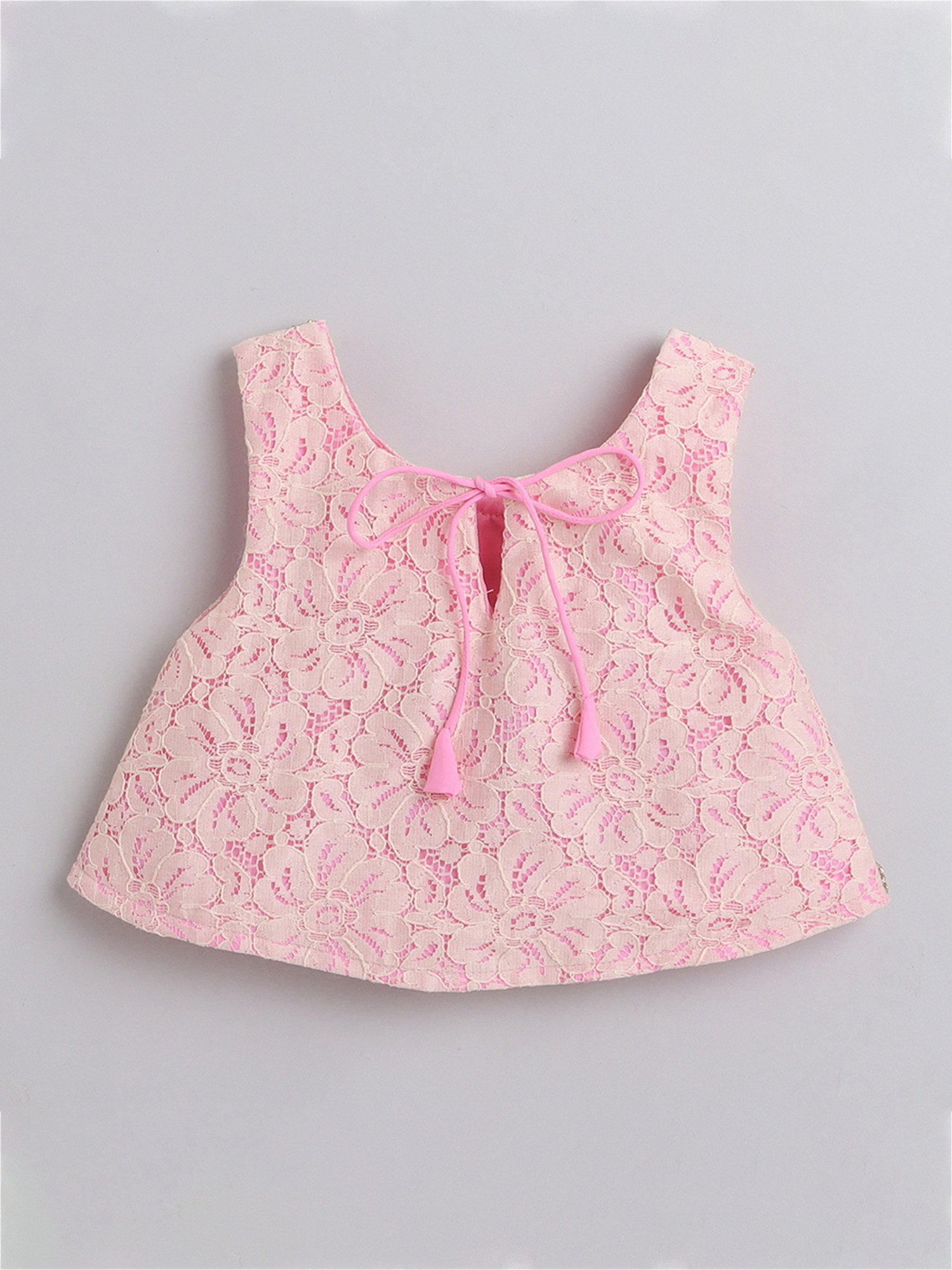 Many Frocks Kids Pink Self Design Lehenga, Choli with Dupatta