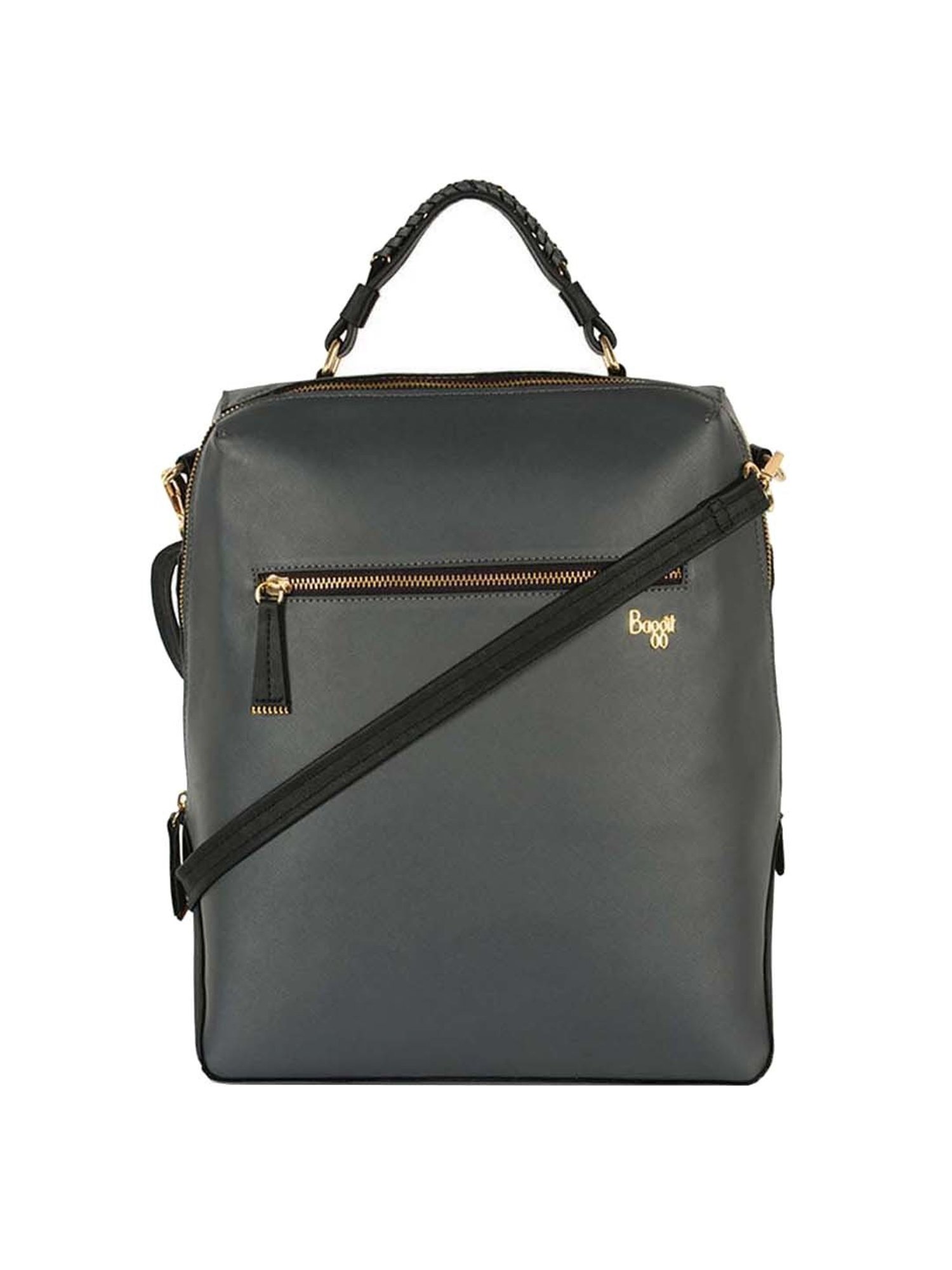 Baggit Grey Solid Medium Convertible Backpack