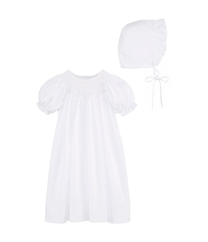 Petit Ami Baby Girls Newborn-9 Months Smocked Gown & Bonnet Set