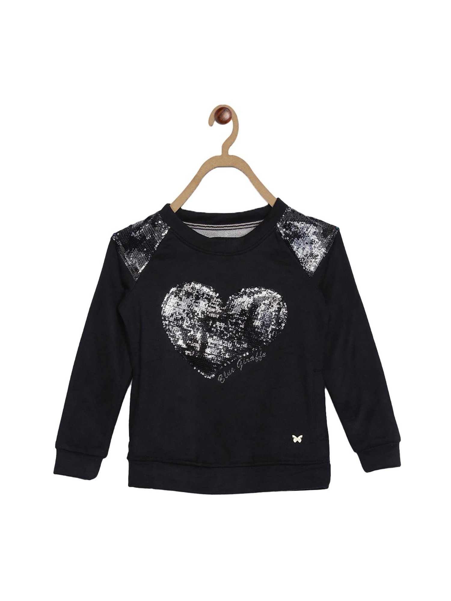 Blue Giraffe Kids Black Embellished Sweatshirt