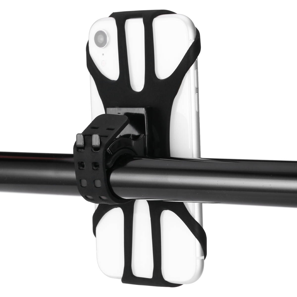 Universal Bike Cell Phone Silicone Mount Holder Motorcycle Bicycle Scooter Handlebar Phones Protect Mounts, Black