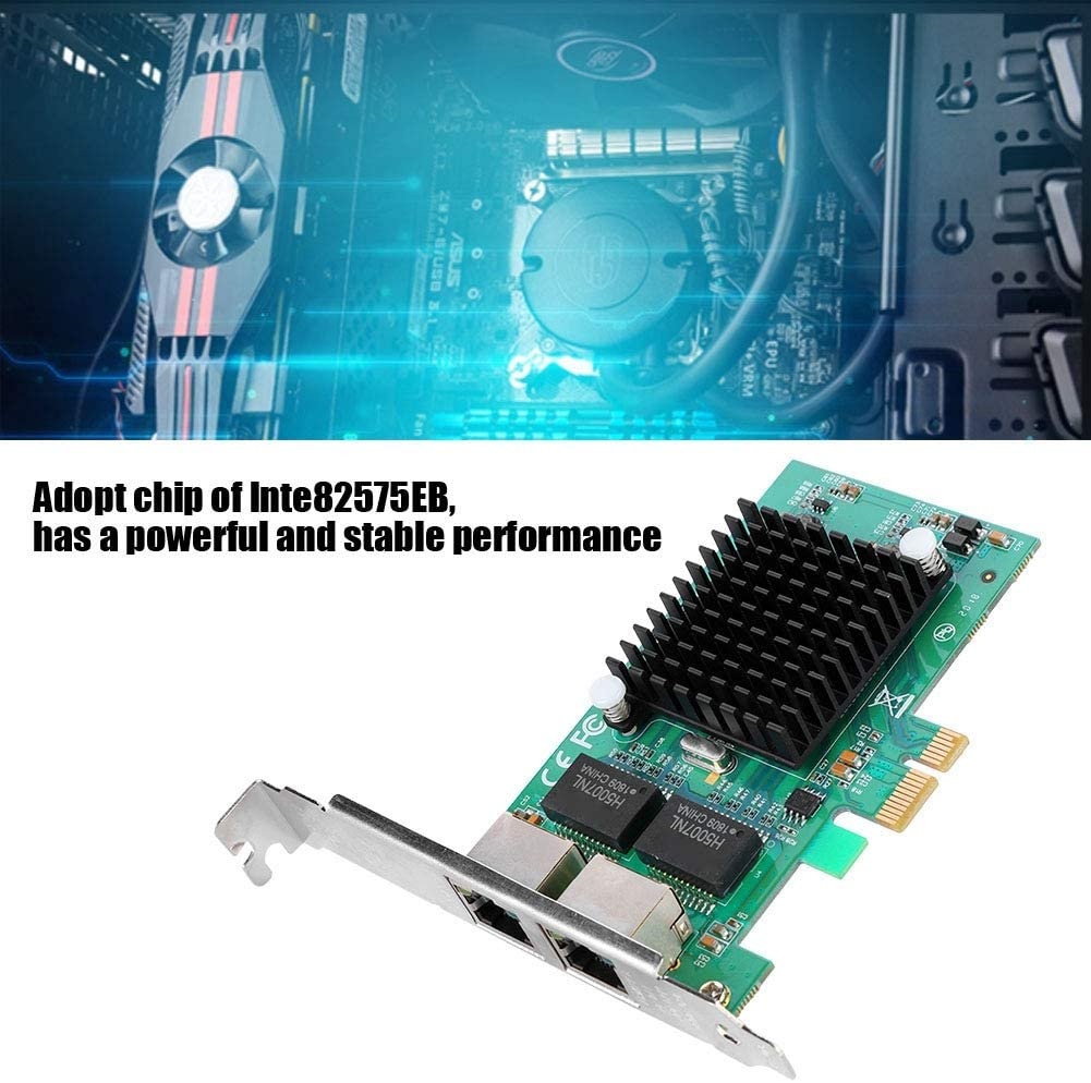 Wendry Intel 82575EB Chip Network Card Adapter,1000 Mbps Gigabit Ethernet LAN Card for LINUX/windows7/8/10,Dual 2 RJ45 Port