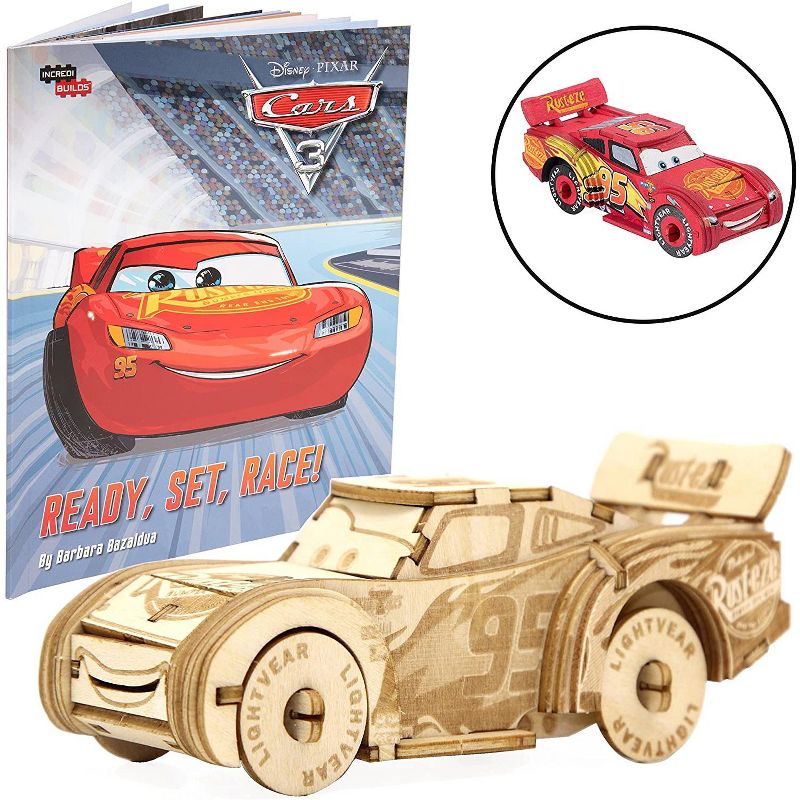 Incredibuilds Disney Cars Lightning McQueen Book & Wood Model Figure Kit