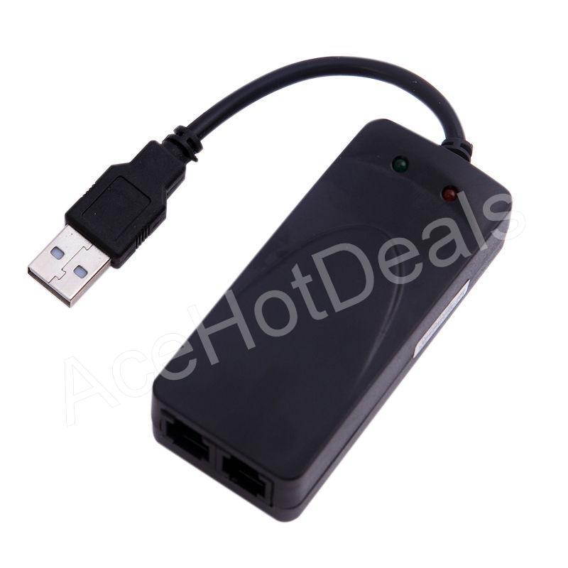 2 Ports USB 56K External Dial Up Data Fax Modem V.90/92 For Win7 32 64 Bit