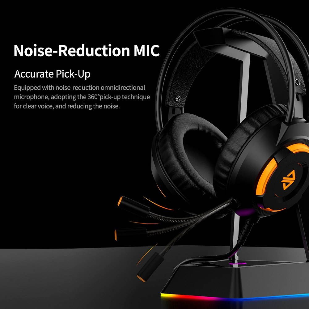 Luminous Gaming Headset 3.5mm Audio USB Connector 50mm Surround Bass Sound Music Headphone Omnidirectional Microphone Soft Breathable Earmuffs Earphones for Computer Office