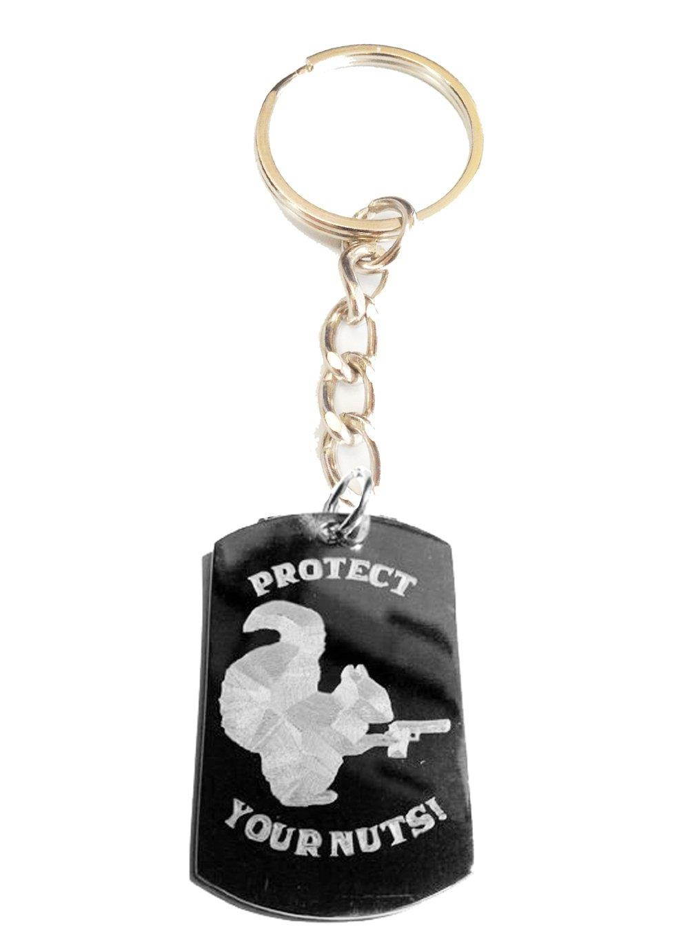Protect Your Nuts Squirrel Funny Novelty Logo Symbols - Metal Ring Key Chain Keychain