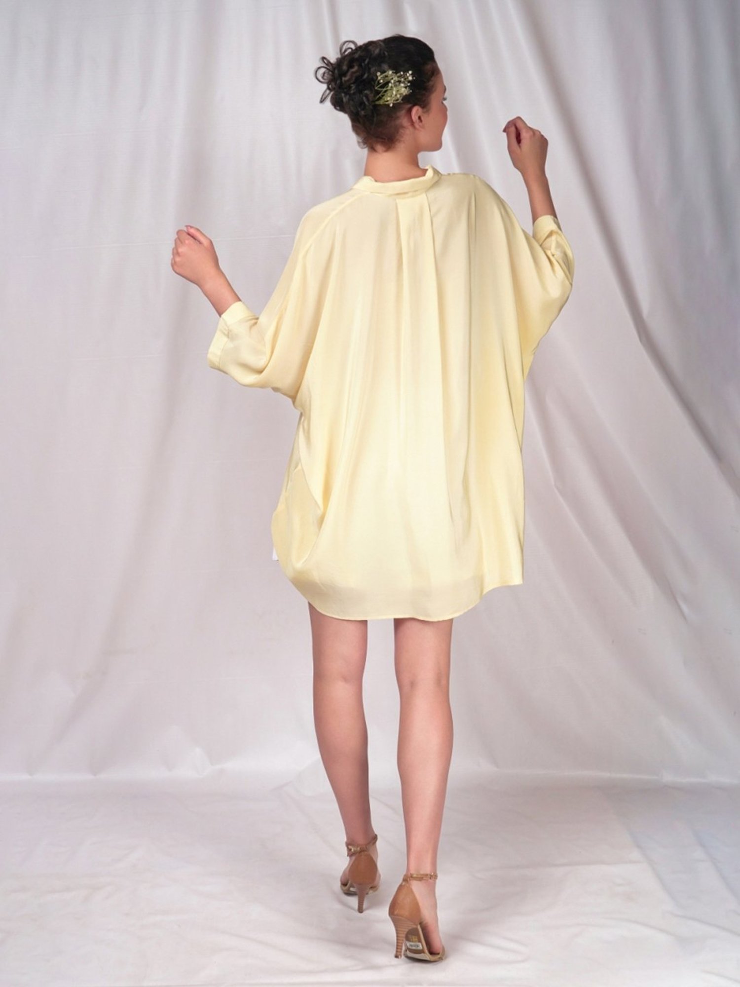 Seesa Yellow Spring Summer Collared Top With Embroidery Details