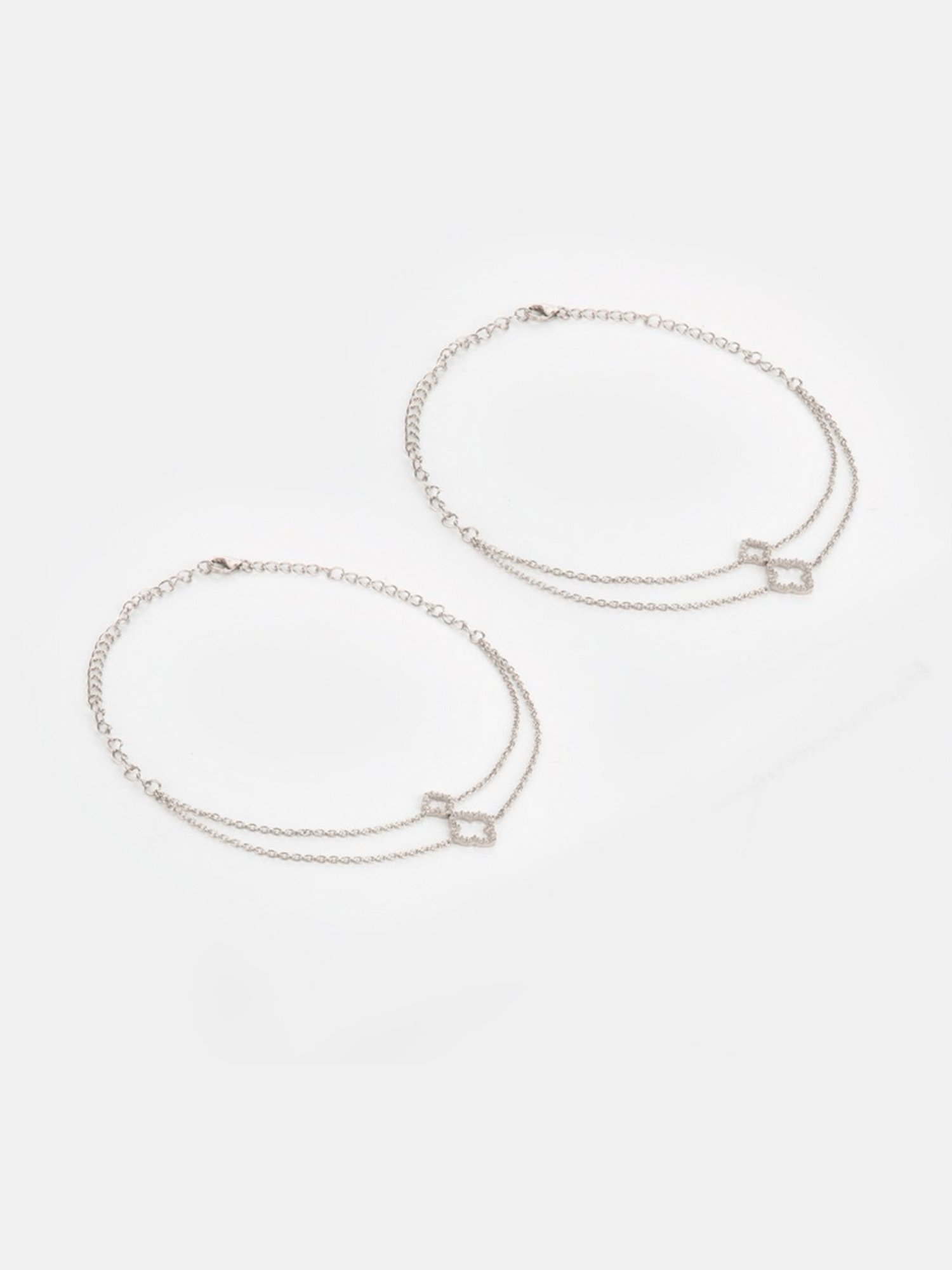 Shaya 92.5 Sterling Silver Lady Luck Anklet for Women - Set of 2