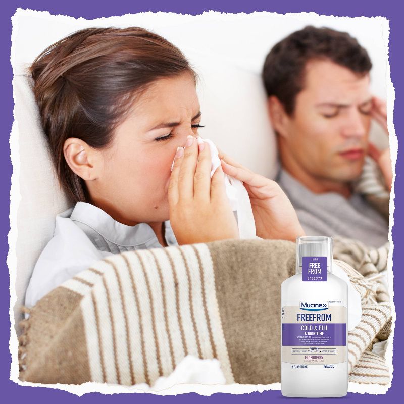 Mucinex Cold and Flu Nighttime Suppressant -  Elderberry - 6 fl oz