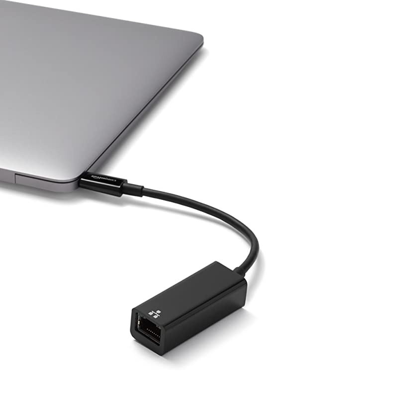 Basics USB 3.1 Type-C to Ethernet Adapter Cable for Mac/PC - Black