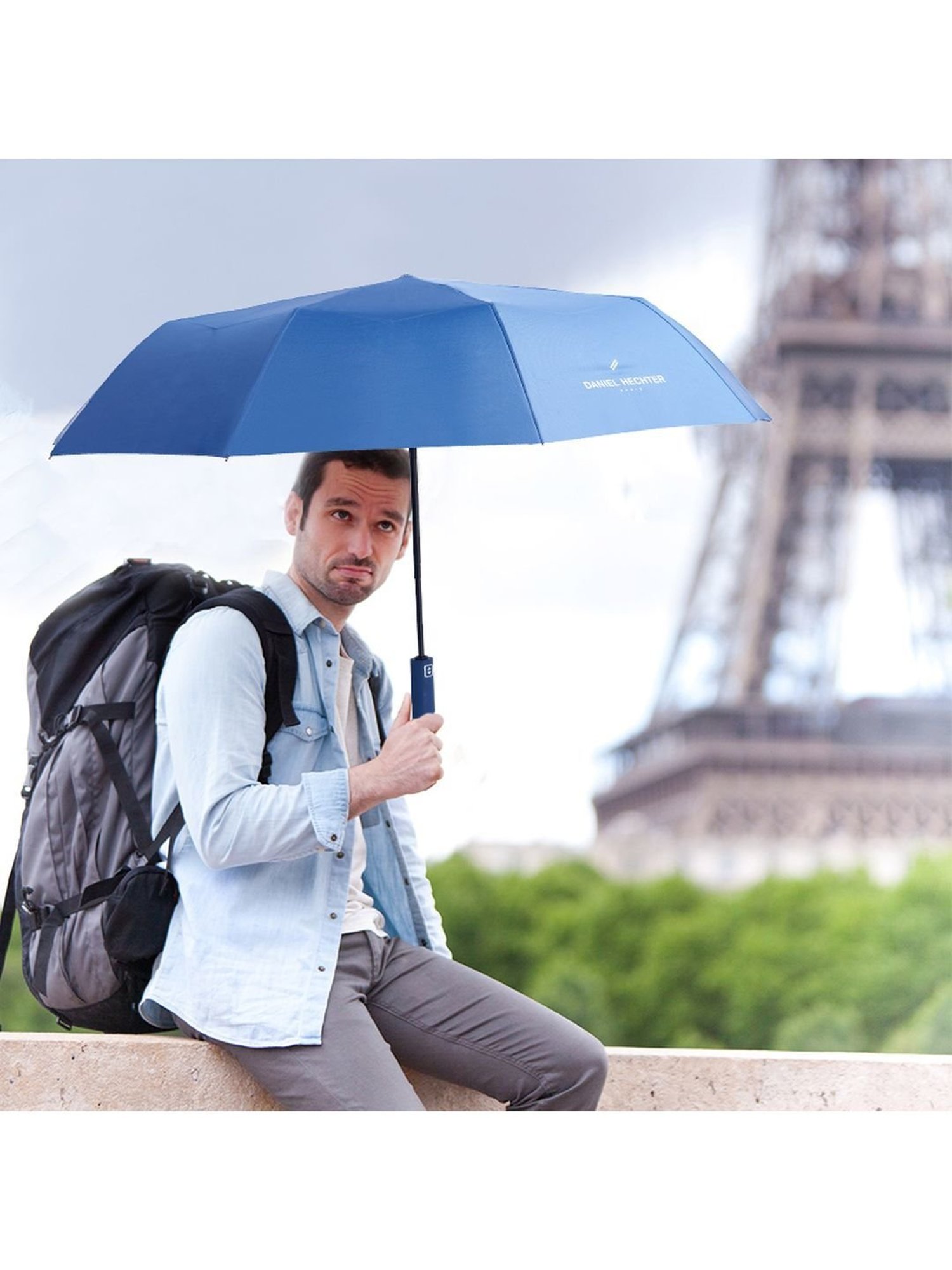 Daniel Hechter Auto Open & Close UV Protection Blue Umbrella