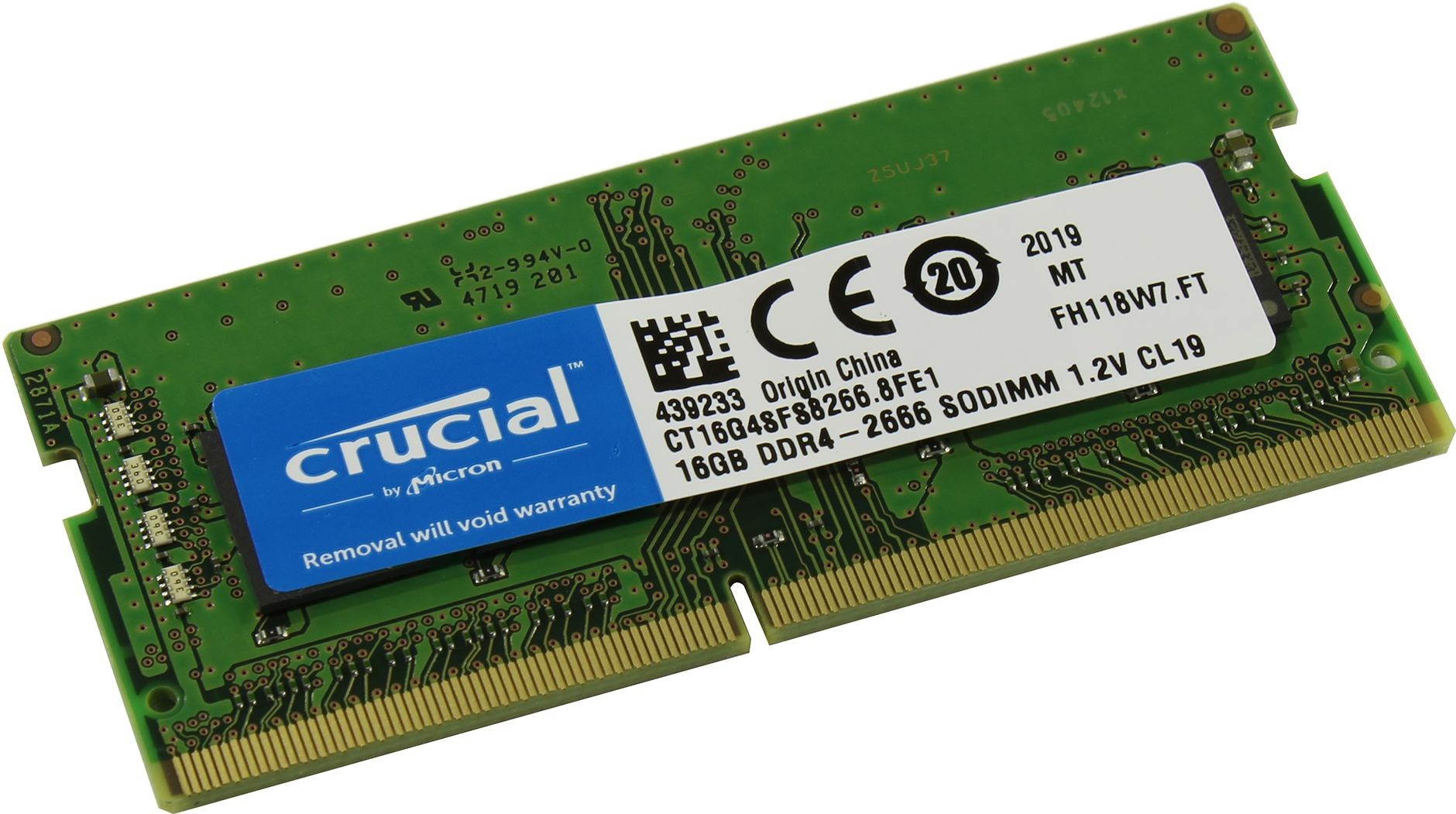 Crucial/Micron 32GB (2x16GB) DDR4-2666 SODIMM CP4-21300 Laptop Memory RAM CL19 CT16G4SFRA266 Compatibility with HP OMEN 17-an104nia