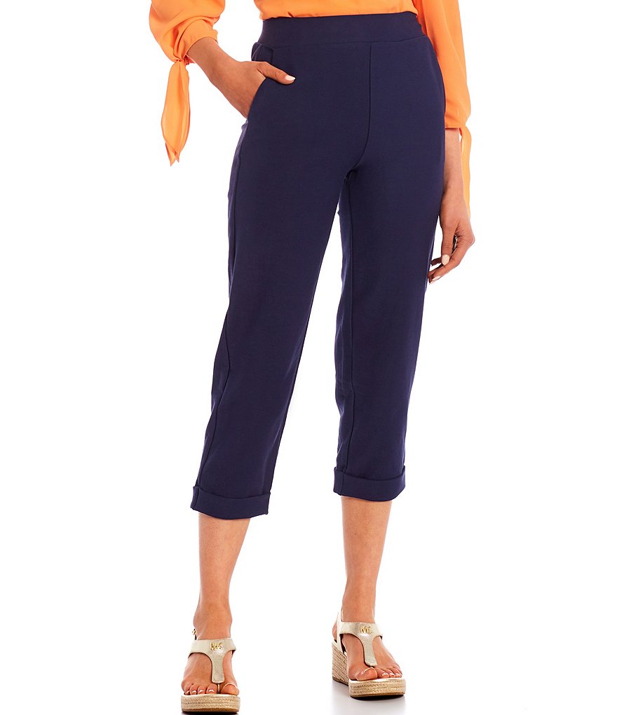 MICHAEL Michael Kors Stretch Knit Twill Pull-On Roll Cuff Crop Pants