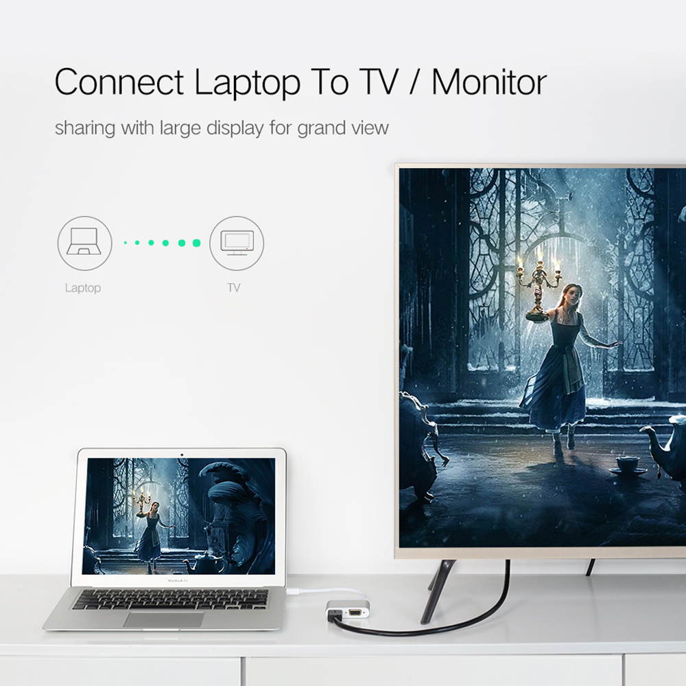 Mini DisplayPort to HDMI VGA Adapter, CableCreation 2 in 1 Mini DP Hub (Thunderbolt 2) Converter Compatible with MacBook Pro, iMac, HDTV, Projector, 4K UHD Monitors