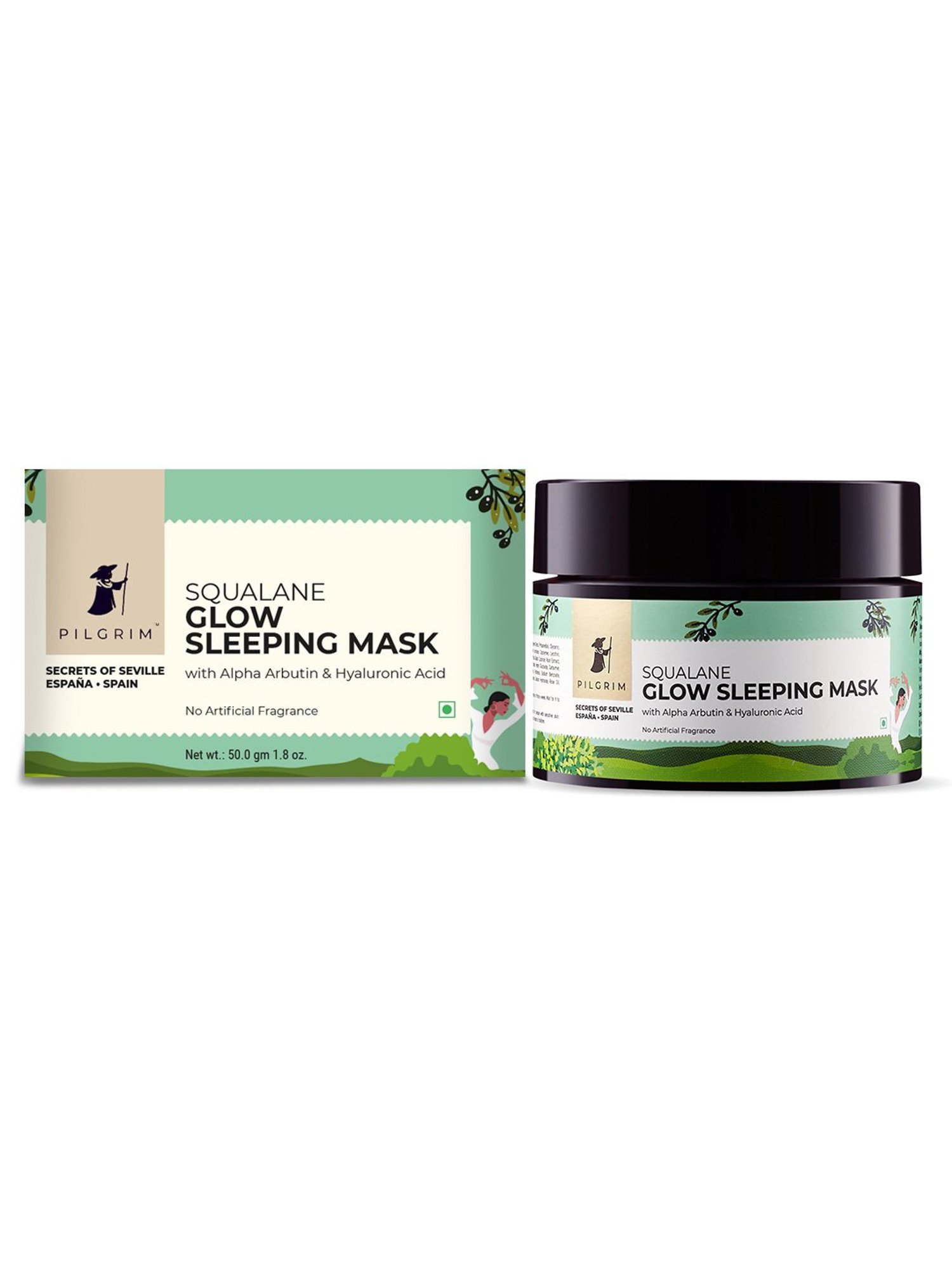 Pilgrim Squalane (Plant) Glow Sleeping Mask with Alpha Arbutin & Hyaluronic Acid - 50 gm
