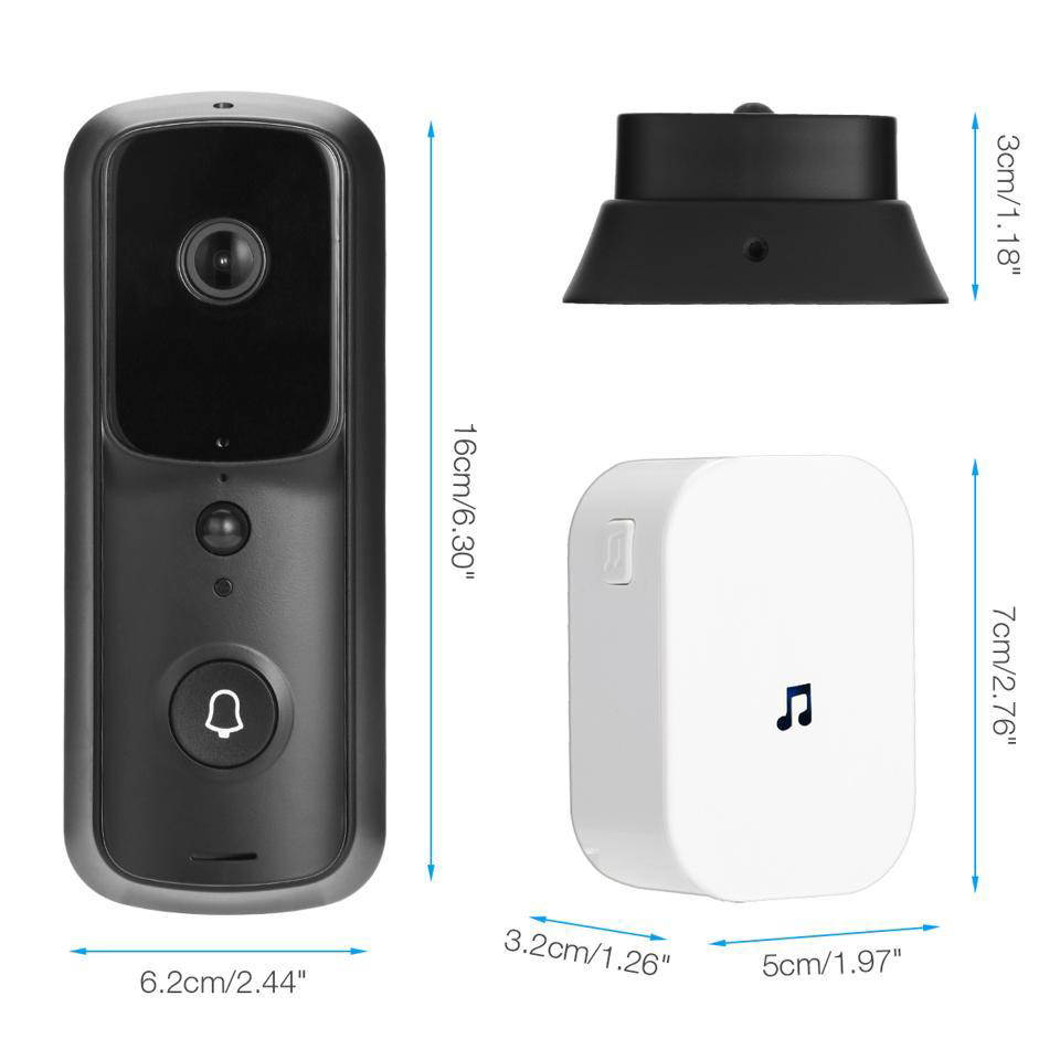 Hannord Video Doorbell Camera 1080P HD, WiFi Wireless Camera 2 Way Audio with Night Vision, Security Ring Doorbell Camera with Motion Activated Alerts Smart Door Intercom Security Camera Bell - Black