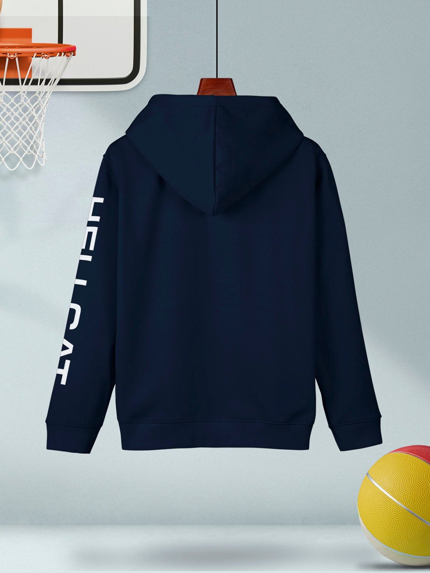 HELLCAT Kids Peach & Navy Color Block Full Sleeves Sweatshirt