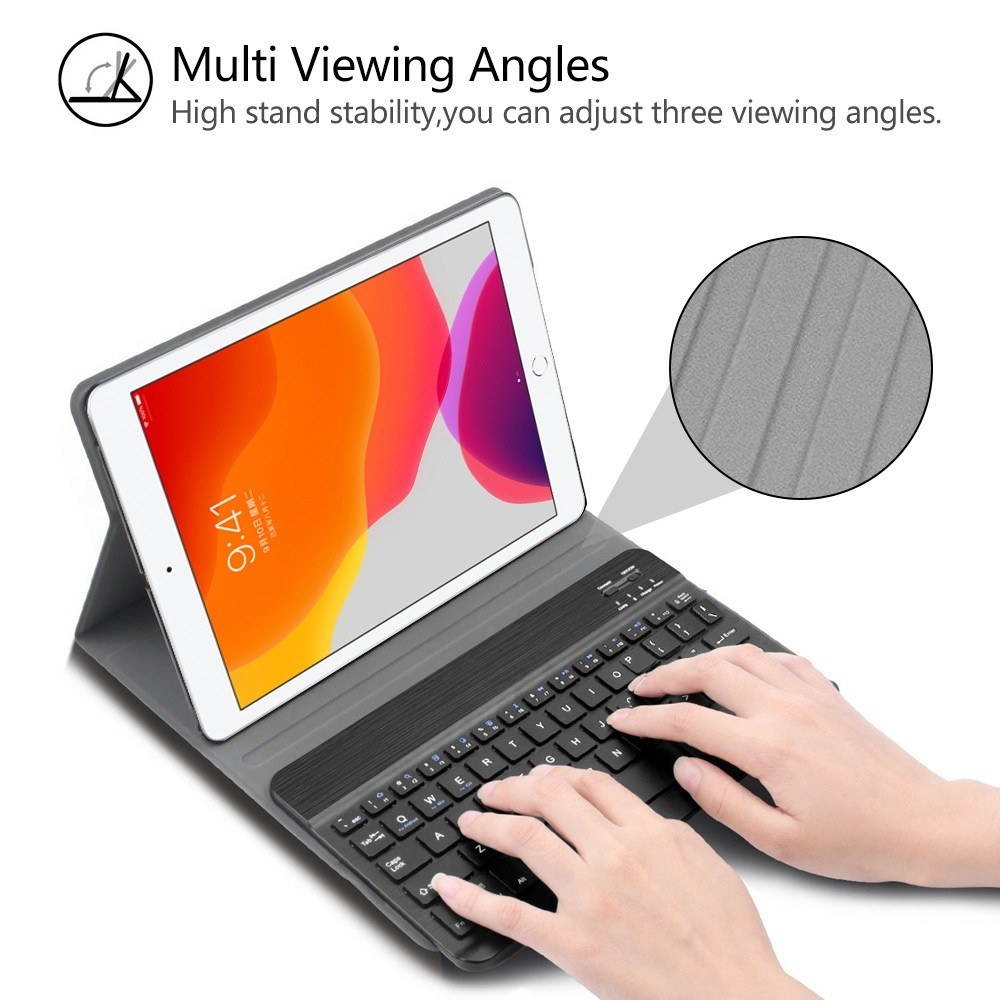 BT3.0 Wireless Keyboard Case iPad Protective Case Detachable Keyboard Case for iPad 10.2(2019) (Rose