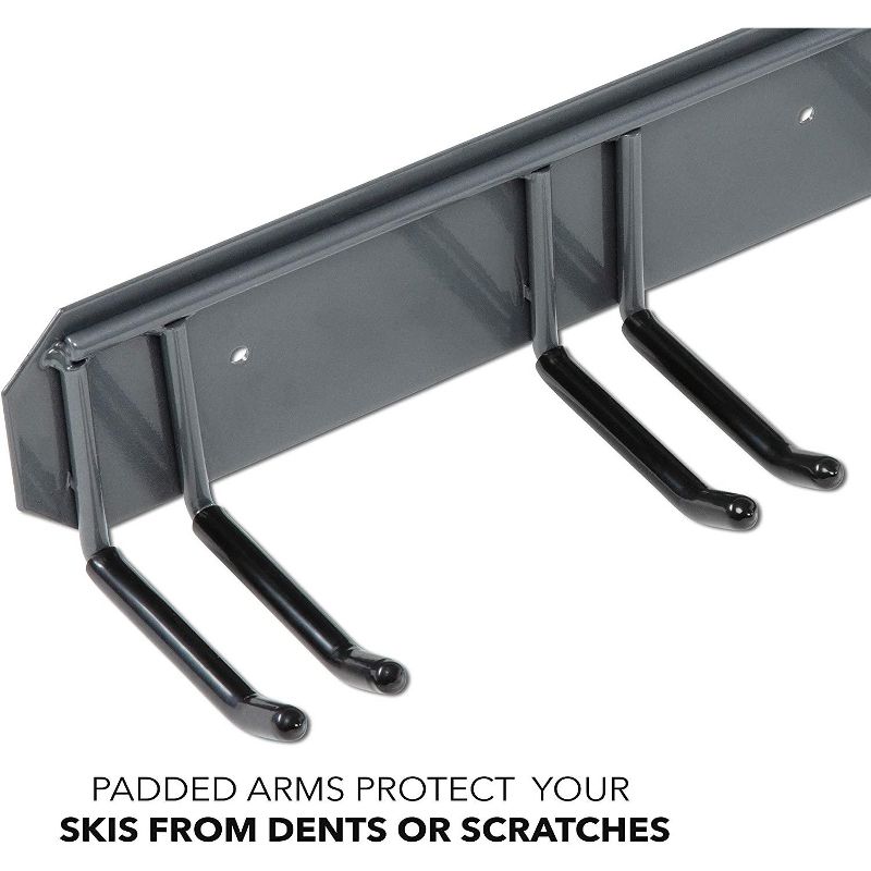 RaxGo Ski Storage Rack, Holds 4 Pairs of Skis or Snowboards, Wall Mounted Heavy-Duty Garage Storage