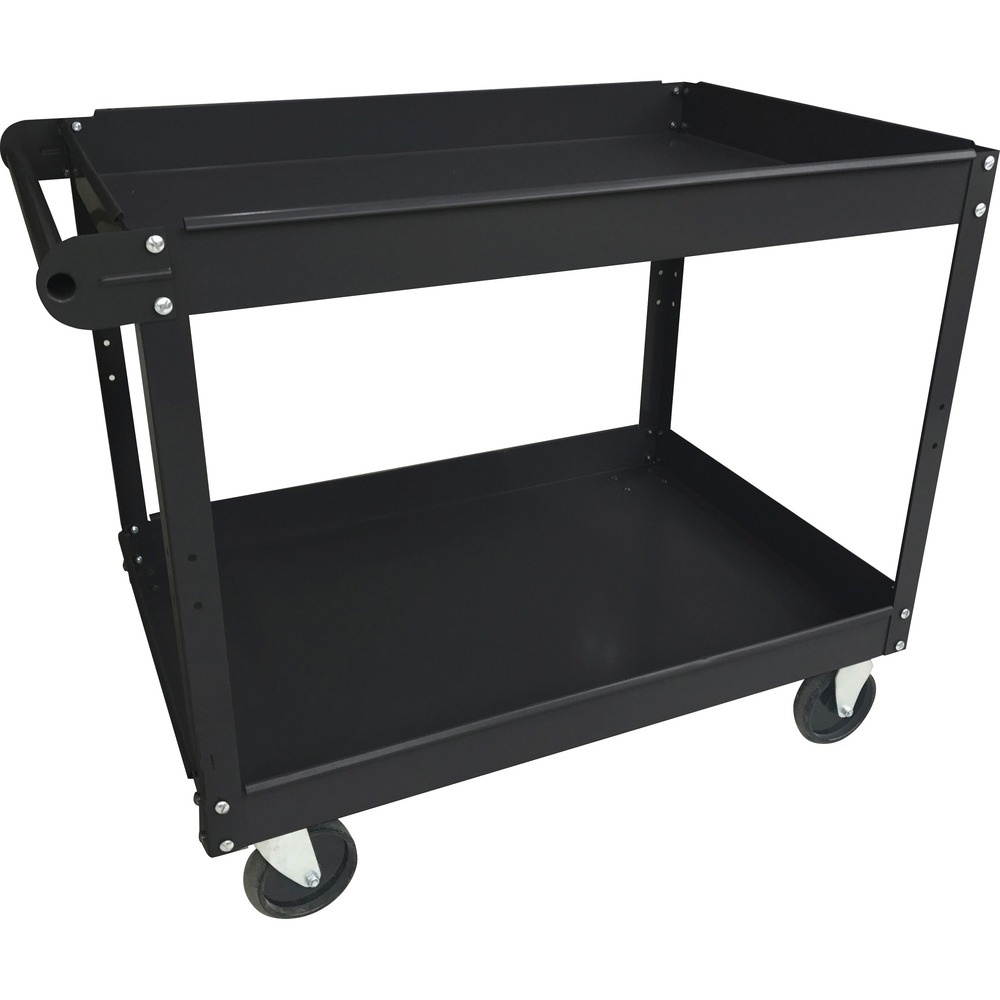 Lorell Utility Cart 2-Shelf 16"Wx30"Lx32"H Black 59689