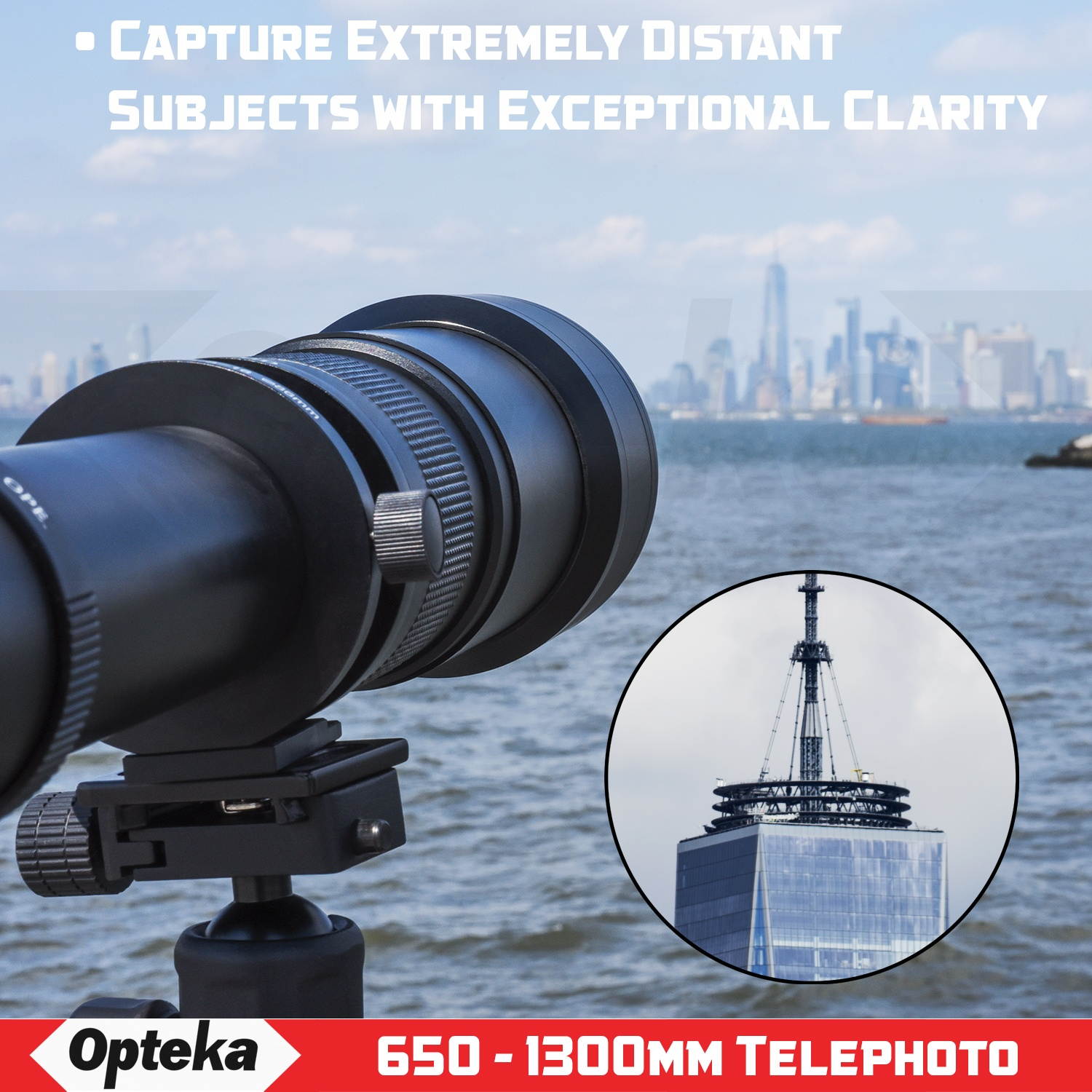 Opteka 650-1300mm (with 2x- 1300-2600mm) Telephoto Zoom Lens for Sony E-Mount a9, a7R, a7S, a7, a6600, a6500, a6400, a6300, a6000, a5100, a5000, a3500, a3000, NEX-7, 6, 5T, 5N, 5R Mirrorless Cameras