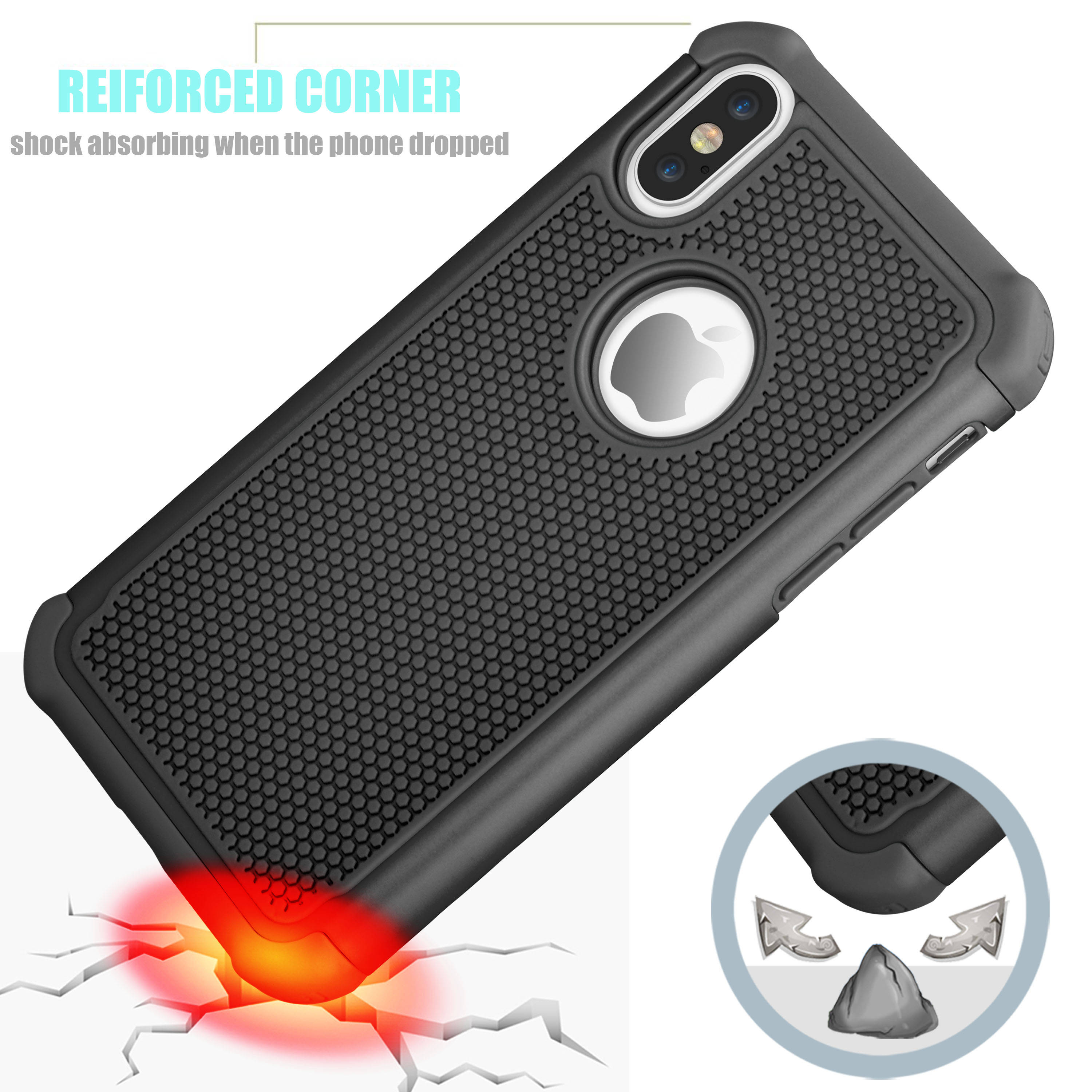 iPhone X Case, iPhone X Cute Case, Tekcoo [Tmajor] Shock Absorbing [Turquoise] Rubber Silicone & Plastic Scratch Resistant Bumper Grip Rugged Hard Cases Cover for Apple iPhone X (5.8 inch)