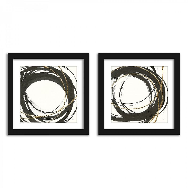 Americanflat Black And Gold Circles - Set of 2 Framed Prints by PI Creative
