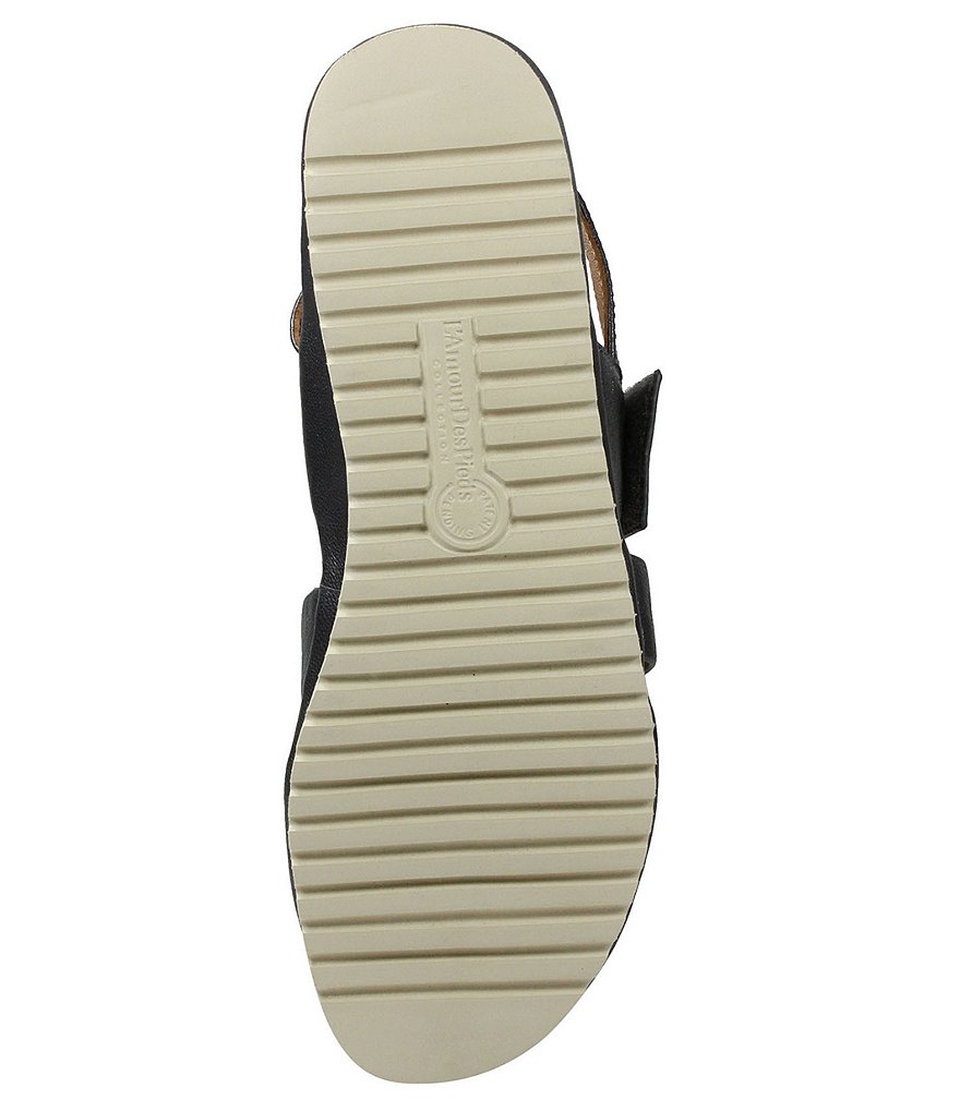 L'Amour Des Pieds Amelcia 3 Band Leather Strappy Wedge Sandals