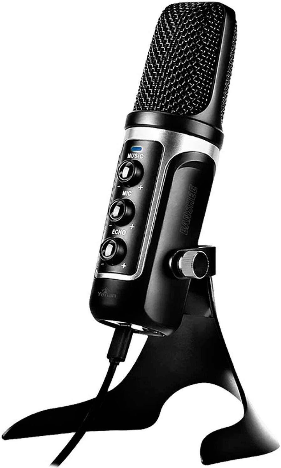 Yeyian Microphone Banshee USB 1000, Plug and Play, Recording, Online Streaming-Gaming, Silver/Black (mi1000s)