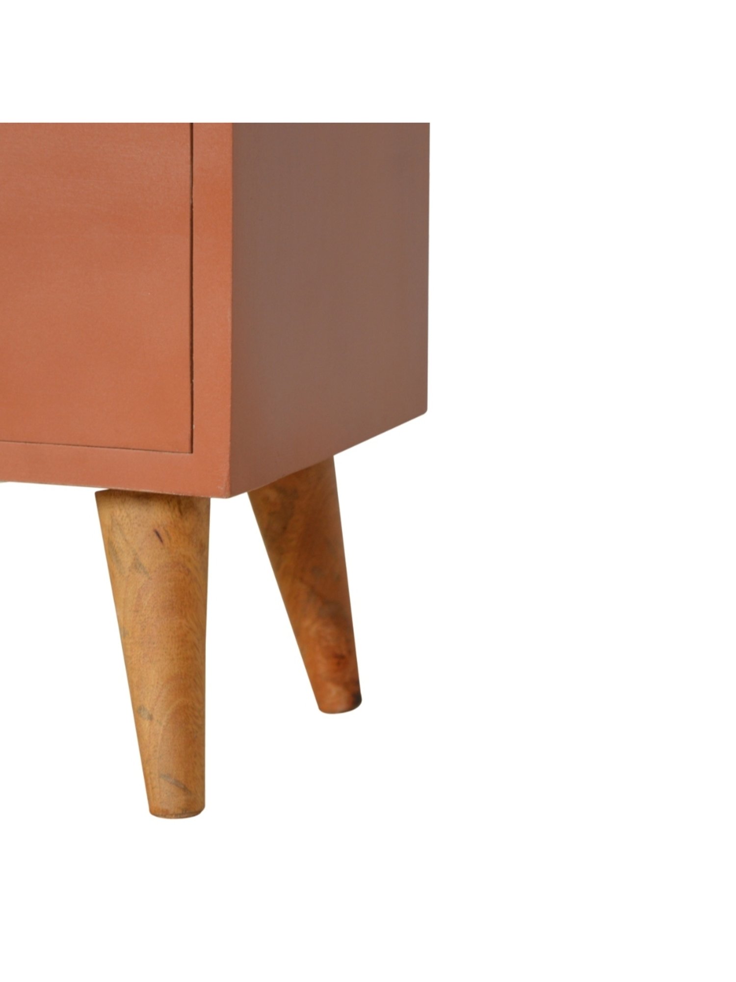 Artisan Furniture Solid Brown Mango Wood Side Table Brick Red Finish