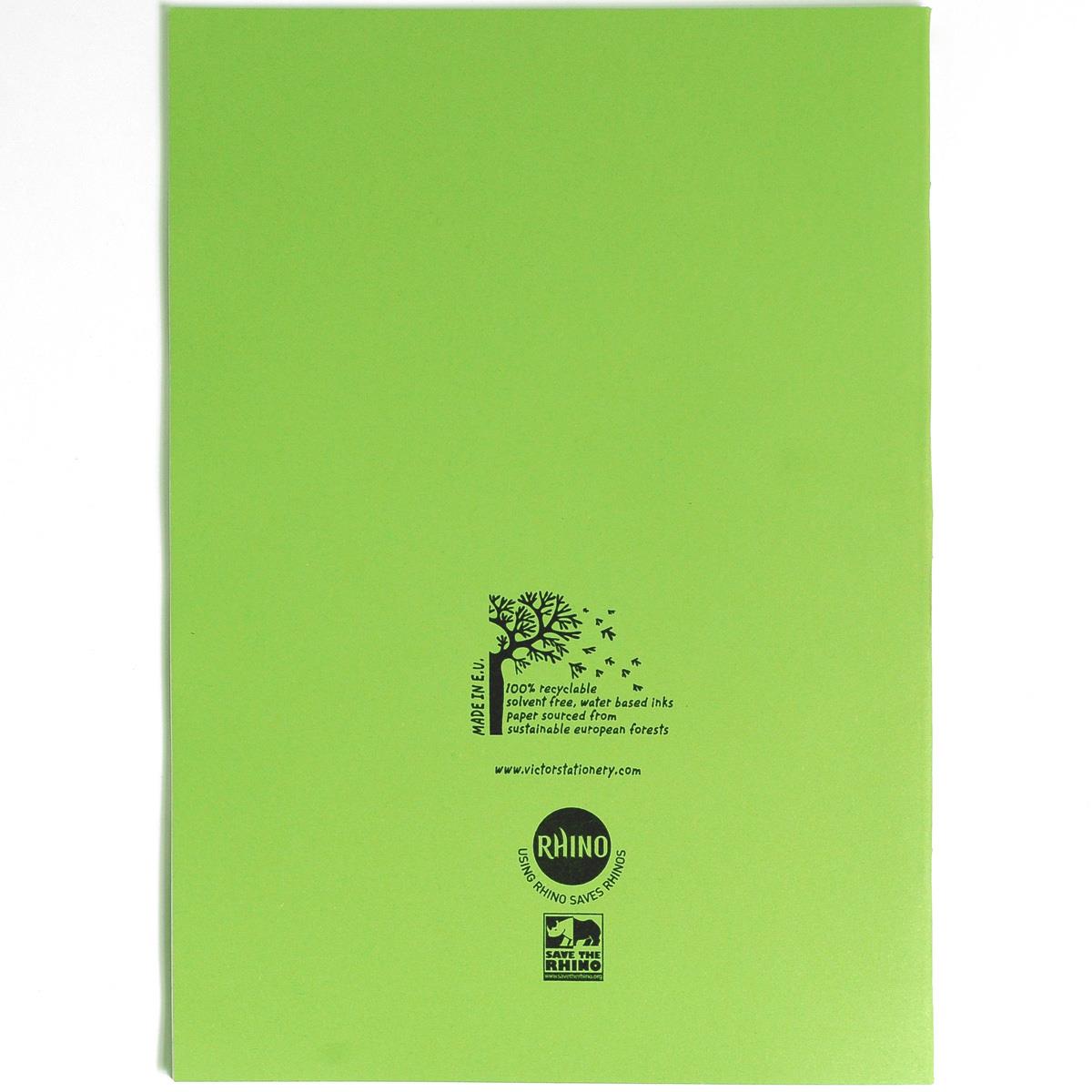 Rhino Exercise Book, A4, 64 page,  Pages - half blank half with 15mm ruled lines, Light Green Cover  (Pack of 10)